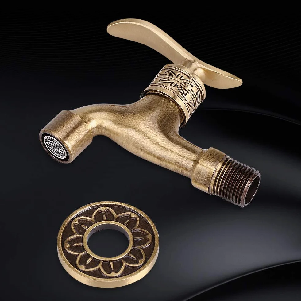 Grifo de agua Latón Montaje en pared estilo antiguo Lavadero agua fría baño