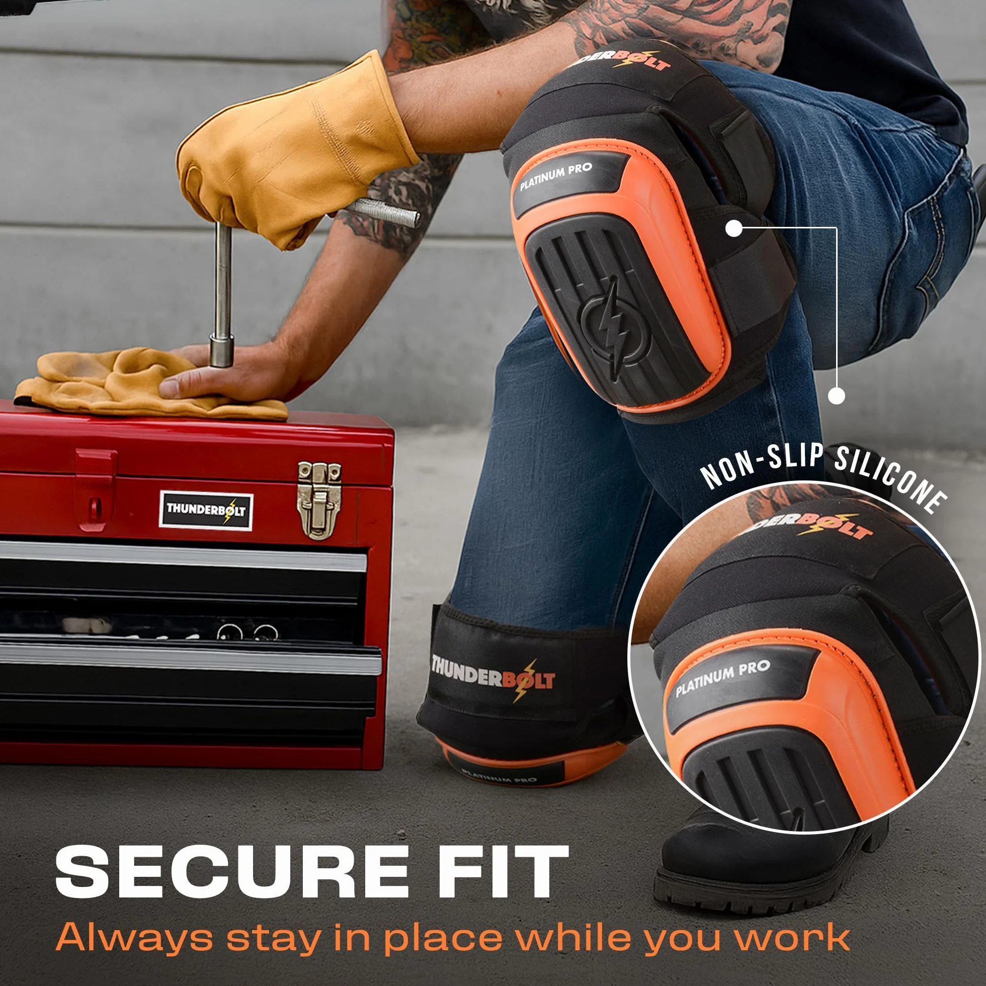 Thunderbolt Rodilleras para hombre (Naranja)