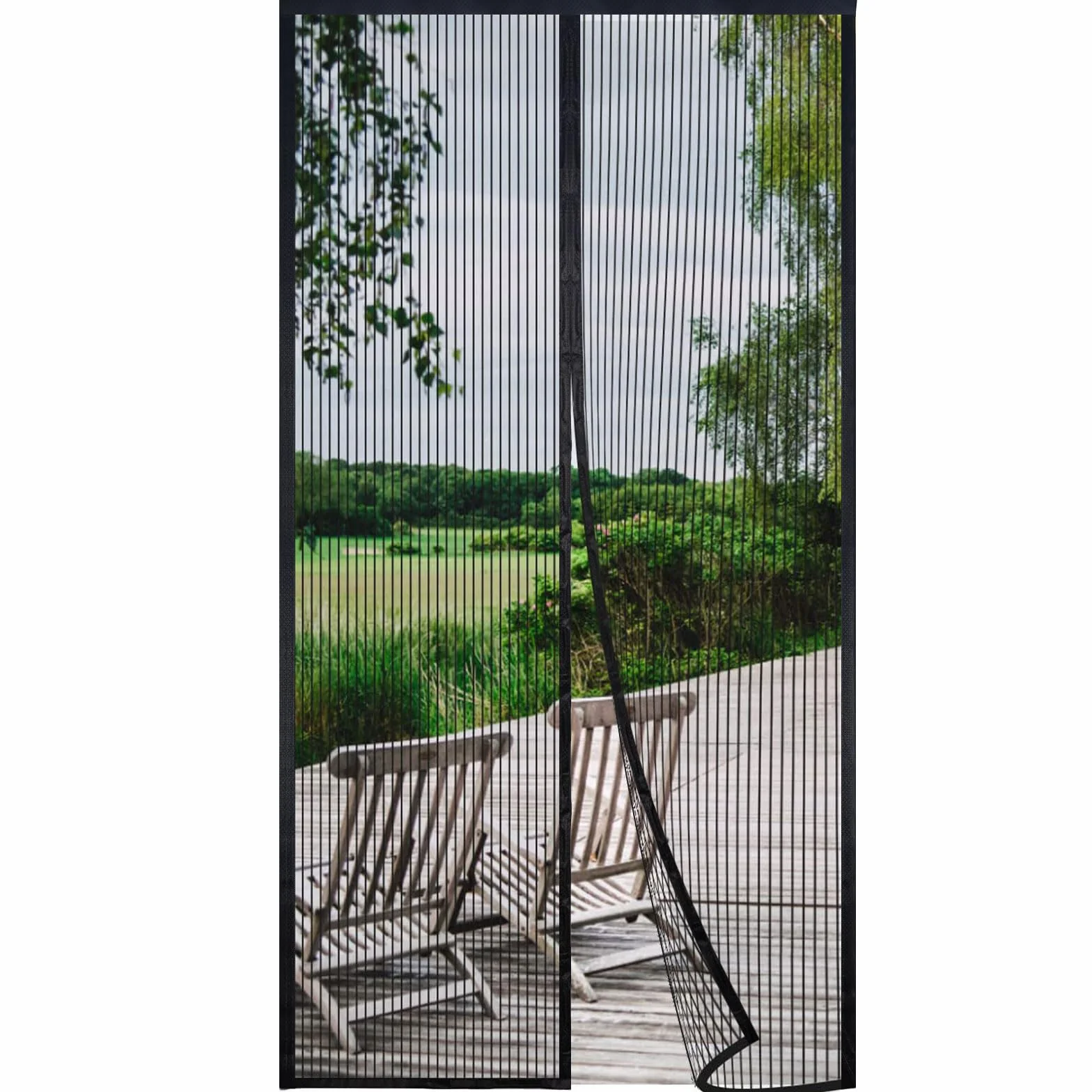 Risareyi Mosquitera Puerta Magnética 65x180cm, Negro - Cierre Automático Cortina Mosquitera Puerta Exterior Transpirables, Antimosquitos para Salón, Rápido de instalar
