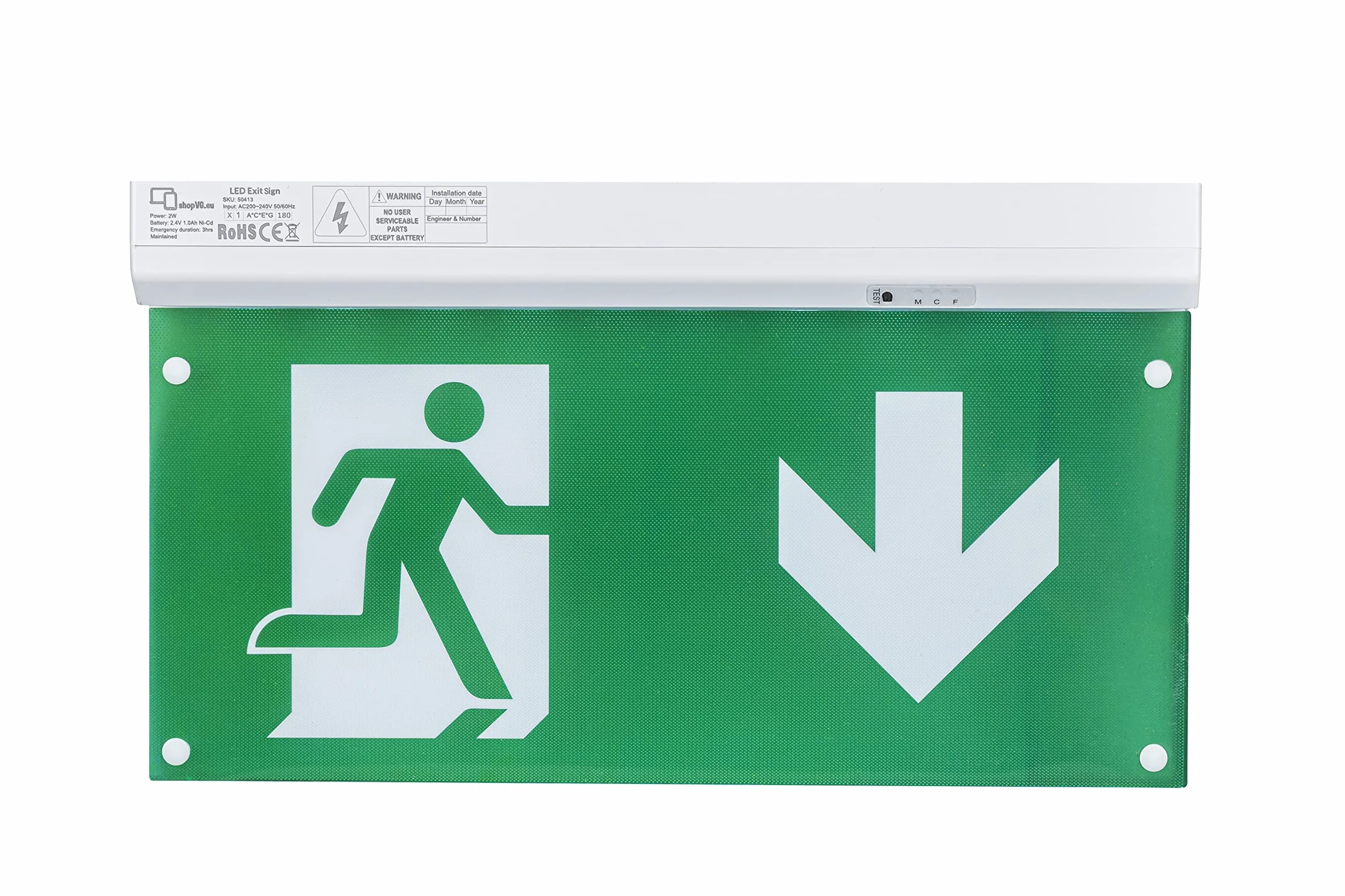 Luz LED de emergencia y salida, IP20 o IP65 (luz continua IP20)