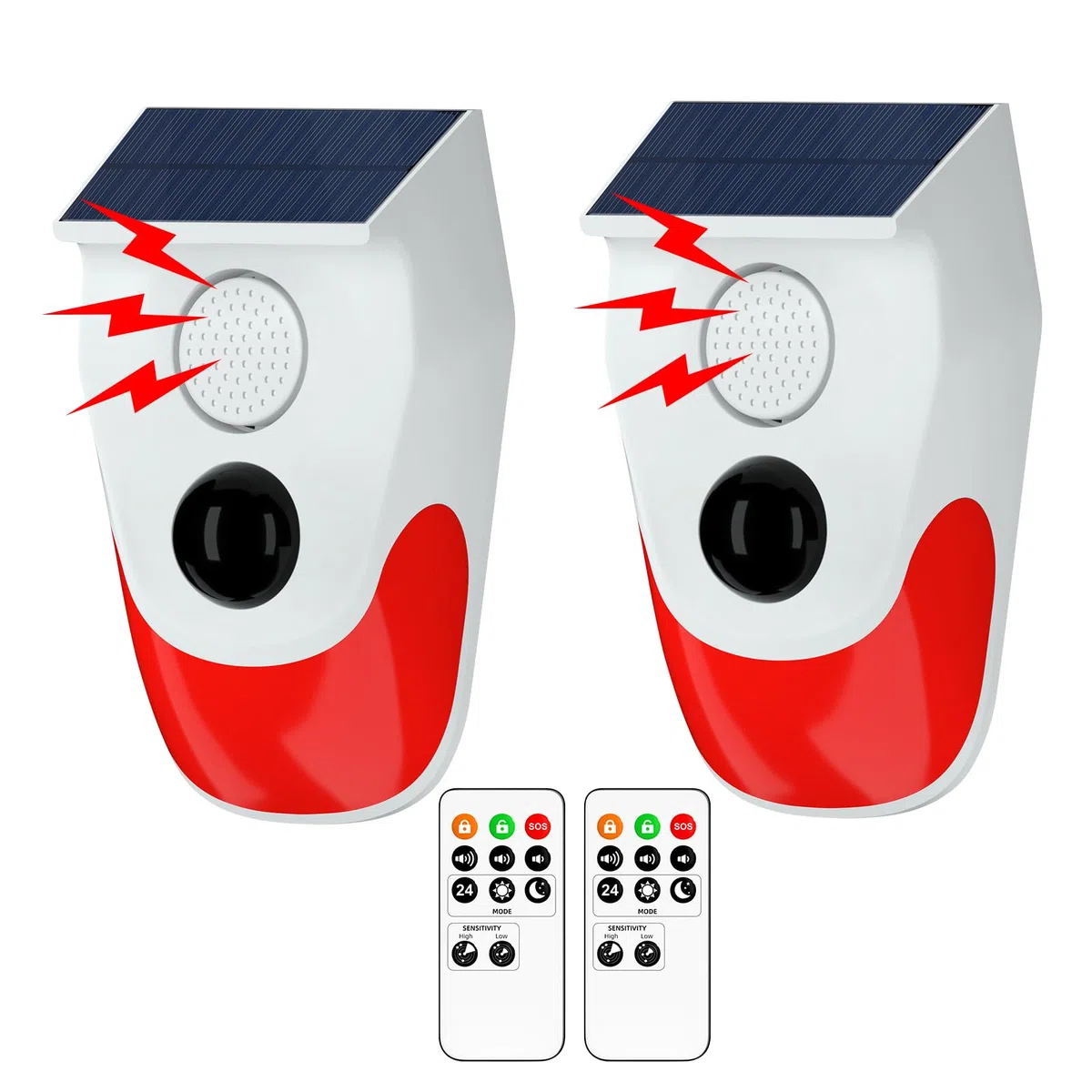 Sistemas de Seguridad para el hogar, Alarma Solar con Sensor de Movimiento con monitoreo Remoto, Alarma de casa Exterior Resistente a la Intemperie, 120 dB, 24 Horas, 3 Modos, 2 Piezas