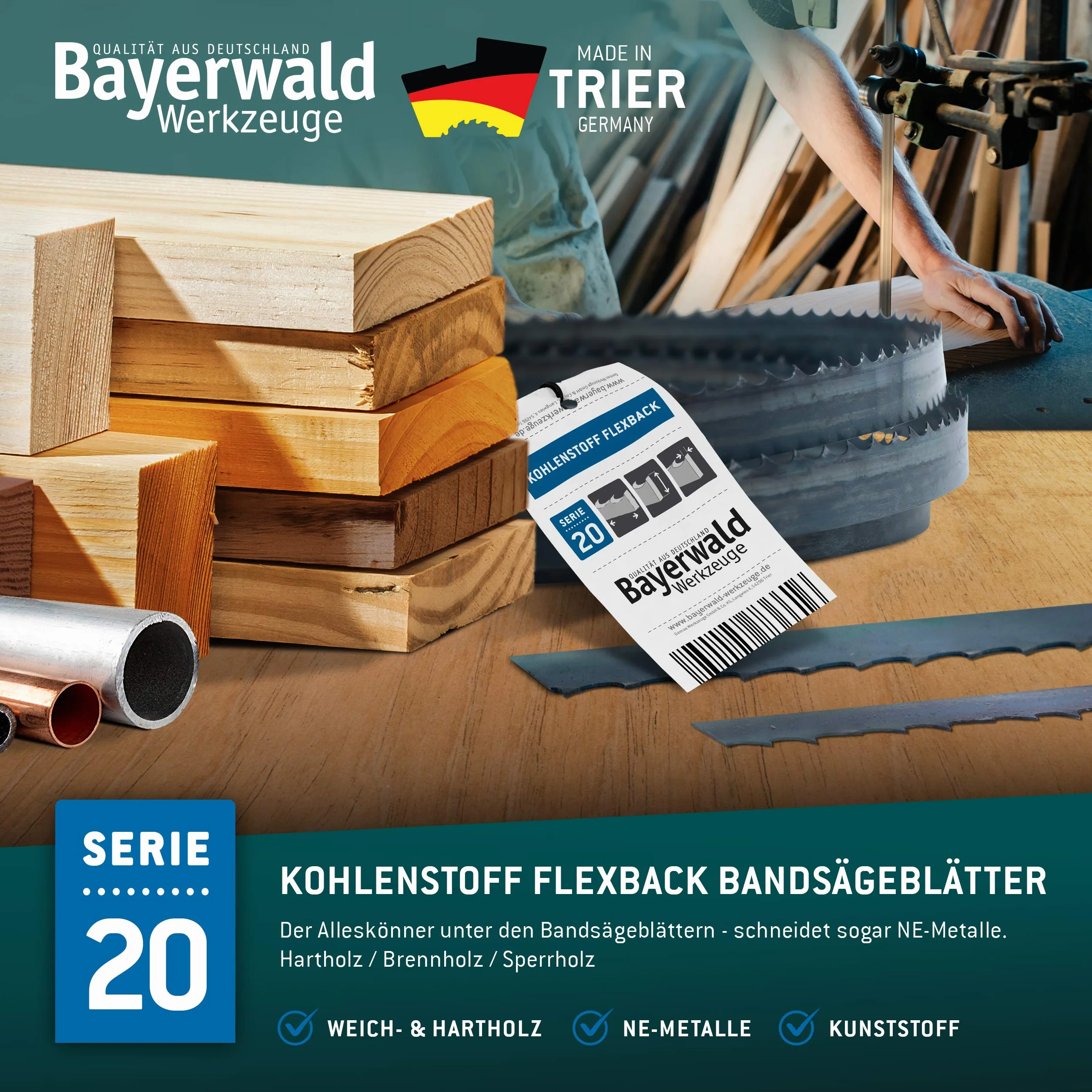 Bayerwald - Hoja de sierra para herramientas (1712 x 13 x 0,36 x 6, madera, metales no ferrosos, plástico, láminas finas/cinta de sierra apta para Metabo. Elektra Beckum, etc.