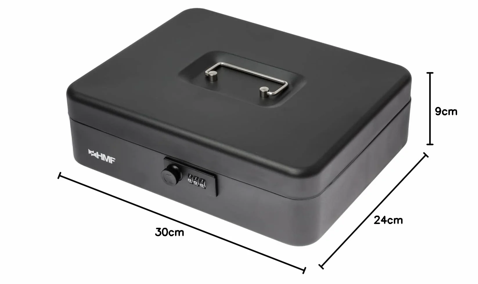HMF Caja de caudales 30x24x9 cm cerradura de combinación negro