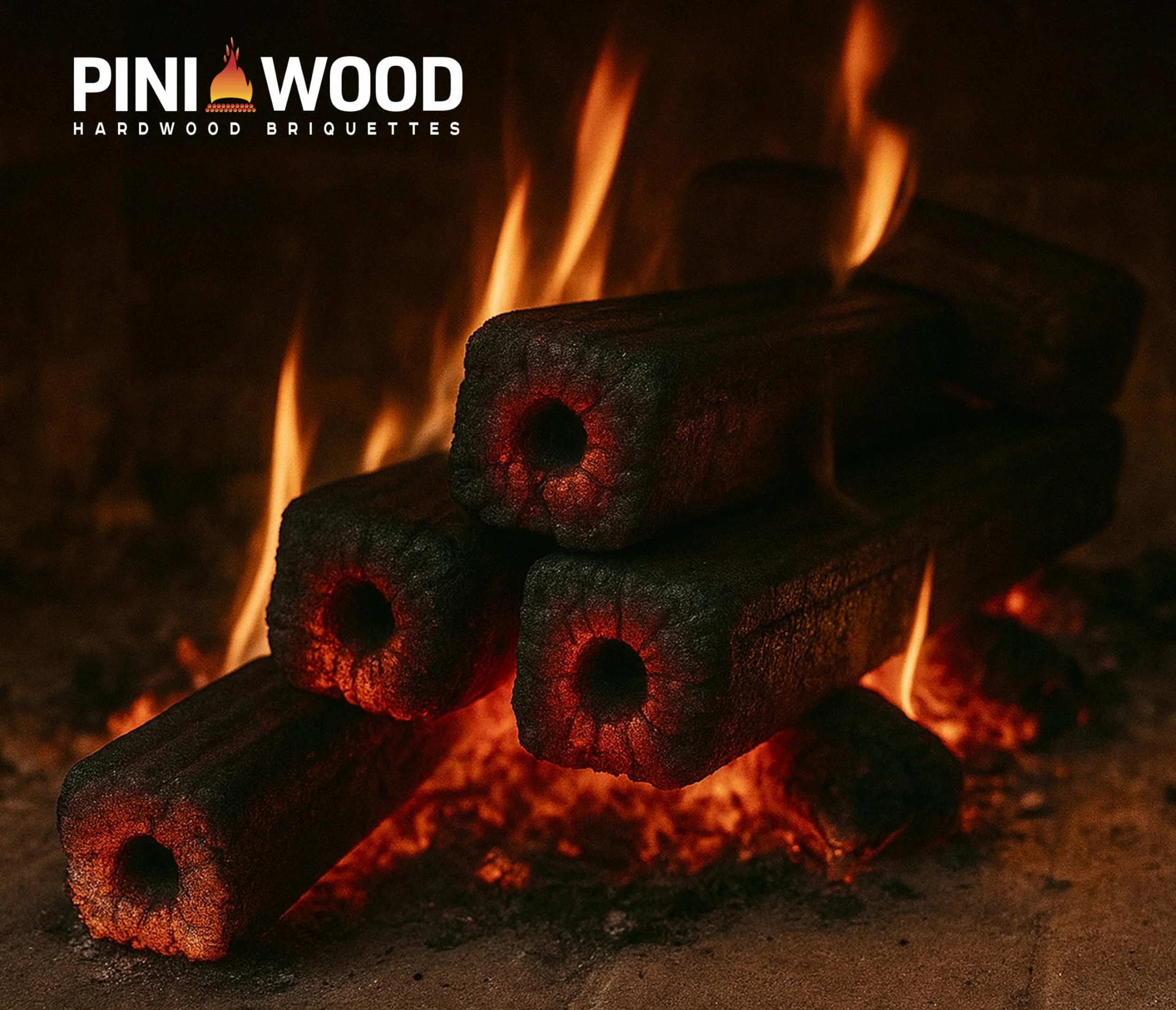PINI Kay Briquets de roble de 33 cm de largo, cuadrados con orificio de extracción, 10 kg de briquetas de madera dura, leña, briquetas de madera, roble, para chimenea, estufa, fogata, parrilla
