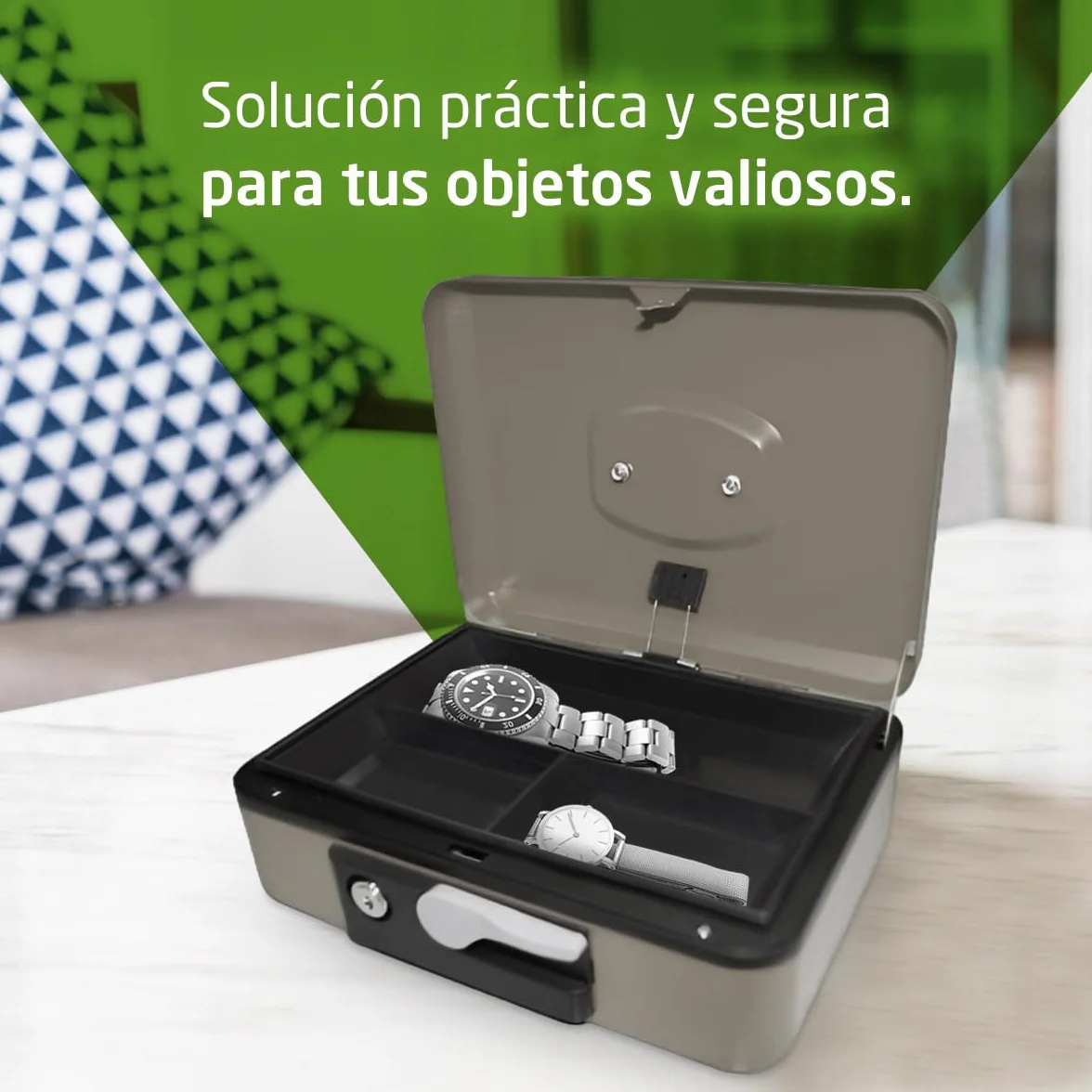Amig Caja de seguridad para dinero billetes monedas gris acero 230x185x80 mm