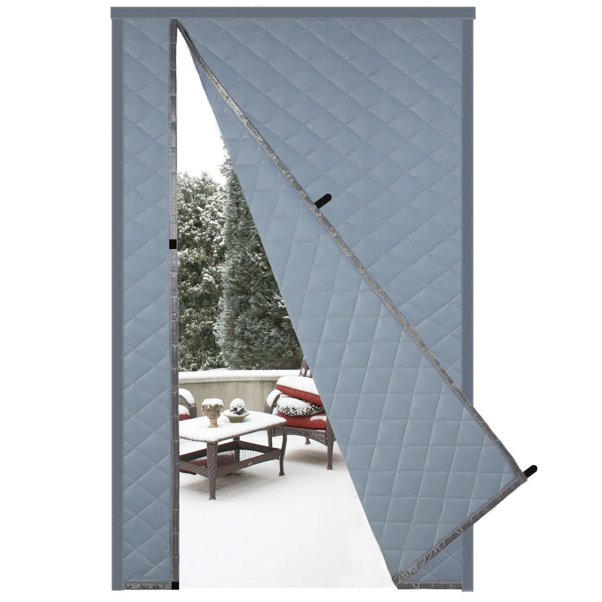 Risareyi Cortina de Puerta Aislante Termica Frio y Calor 140x215cm, Gris Aislamiento Cortinas Térmica Magnética para Puerta Exterior Salón Balcón, Impermeable, Cierre Automático