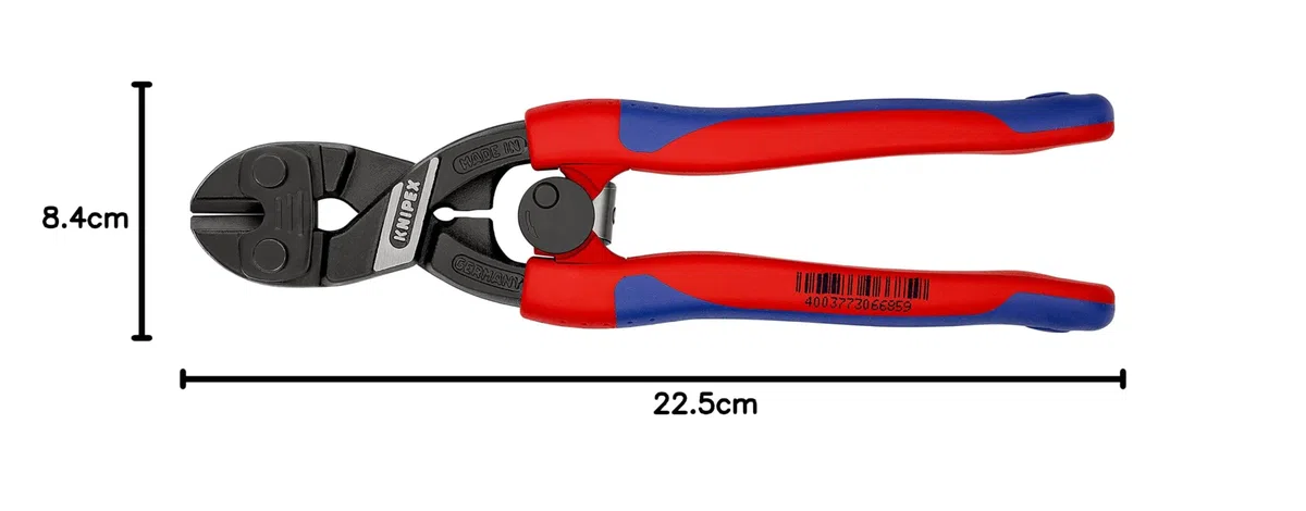 KNIPEX CoBolt Cortabulones compacto con cartulinas autoservicio con fundas esbeltas en dos componentes 200 mm, 71 12 200 SB