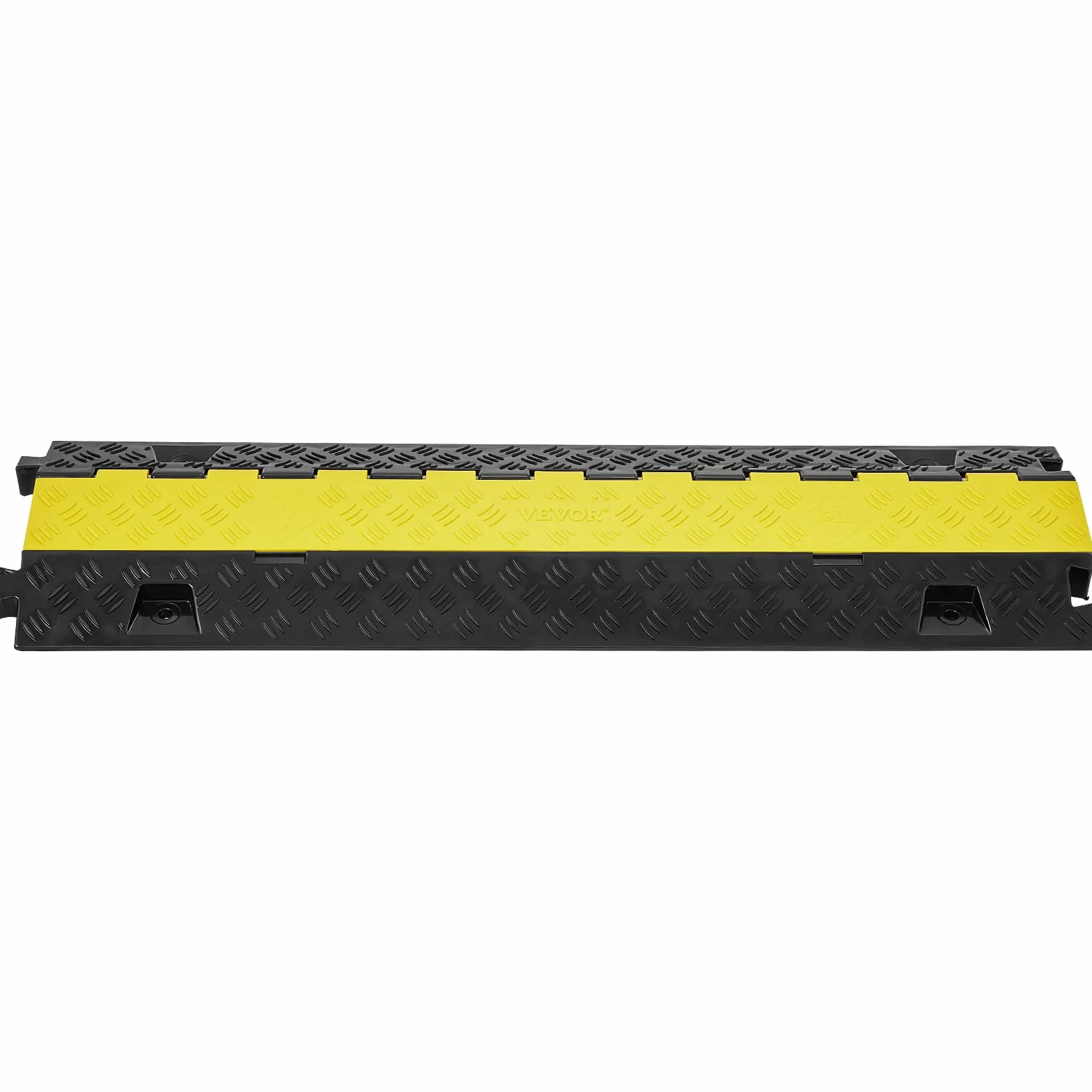 VEVOR Rampa de Protección de Cable 1 Pieza 2 Vías Canaleta Pasacables de Suelo 3,05 x 2,79 cm Protector de Cables de TPU y TPR Carga de 10,000 kg/Eje Cubiertas de Suelo para Cables Negro y Amarillo