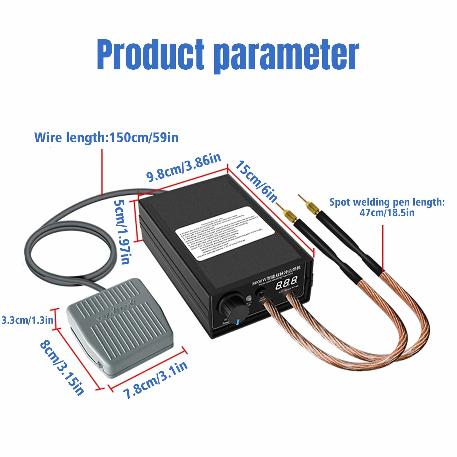 Soldador por Puntos para Baterías 8000W, Soldador Puntos Portátil Hancaner Kit de Bricolaje, Soldador Mano Alto Rendimiento con Banda Níquel, Soldadores Ajustables para Máquina Soldadura por Puntos