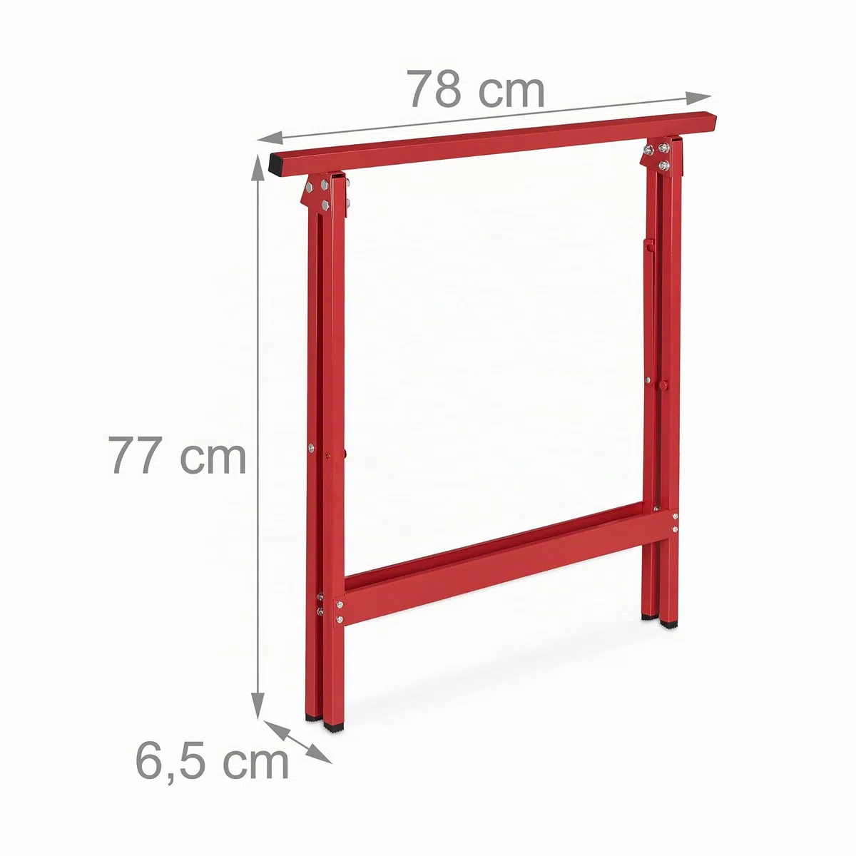 Relaxdays Caballete Plegable, Set de 2, 75 x 78 x 40 cm, Carga Máx. 100 kg, Borriquetas Plegables de Taller, Acero, Rojo