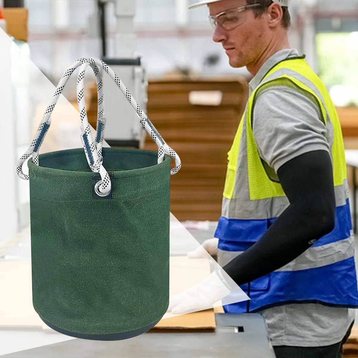 Bolsa de herramientas, cilíndrica, bolsa de herramientas, recipiente aislante para electricistas, bolsa colgante para herramientas de trabajo a grandes alturas, para obras (A)