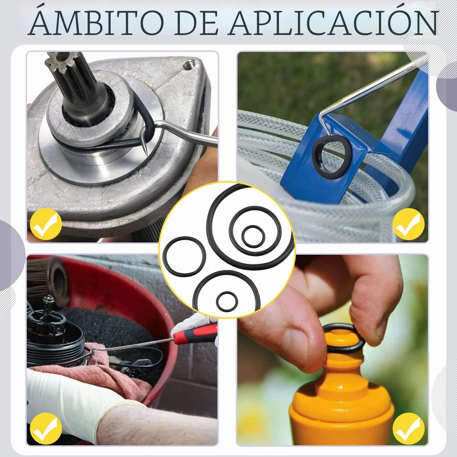 Swpeet 834 piezas SAE y métrica universal junta tórica con kit de surtido de gancho y selección larga y corta, anillo O de goma de nitrilo SAE arandela tórica de goma métrica para fontanería
