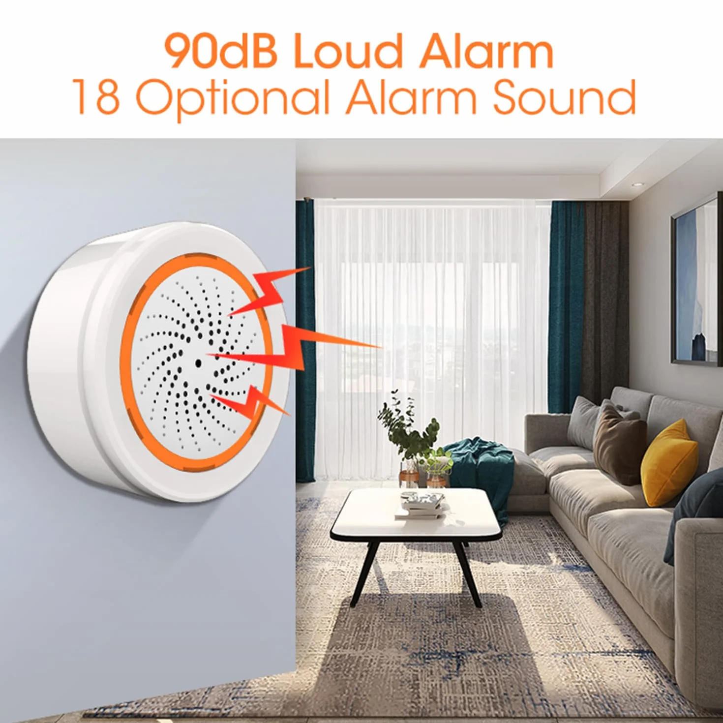 Zigbee Alarma Inteligente de Sirena 100 dB Inalámbrica para Seguridad del Hogar