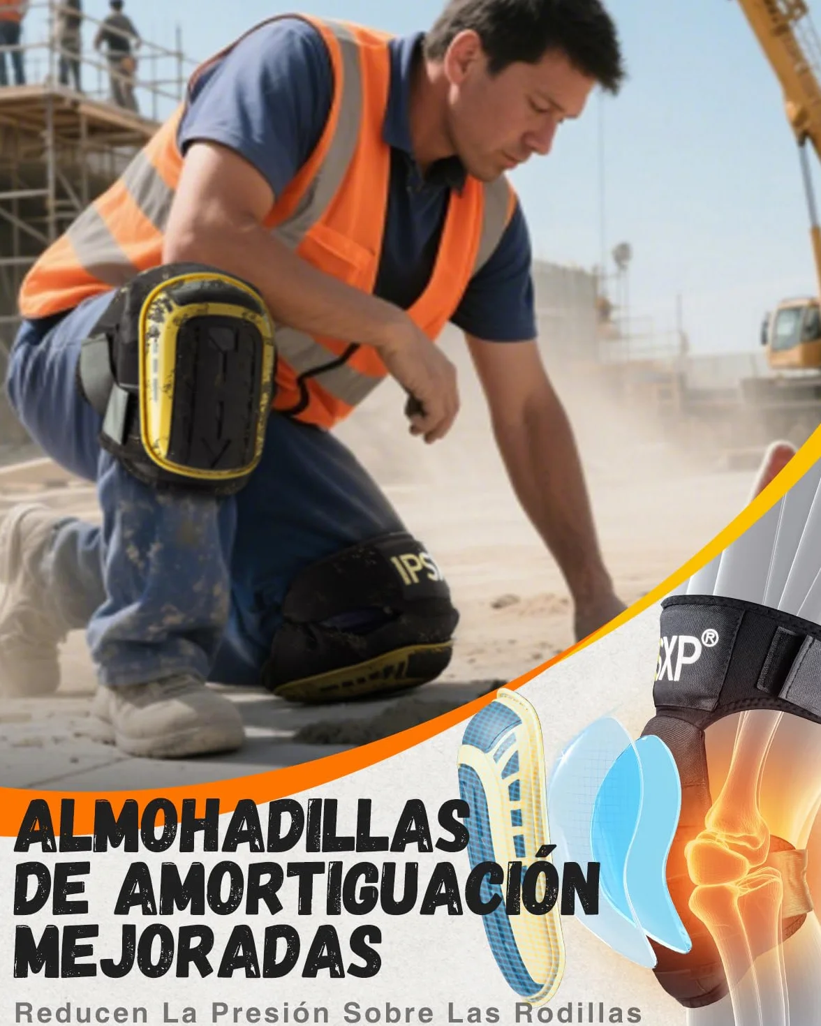 IPSXP Rodilleras de trabajo profesionales con almohadillas de gel para construcción y jardinería