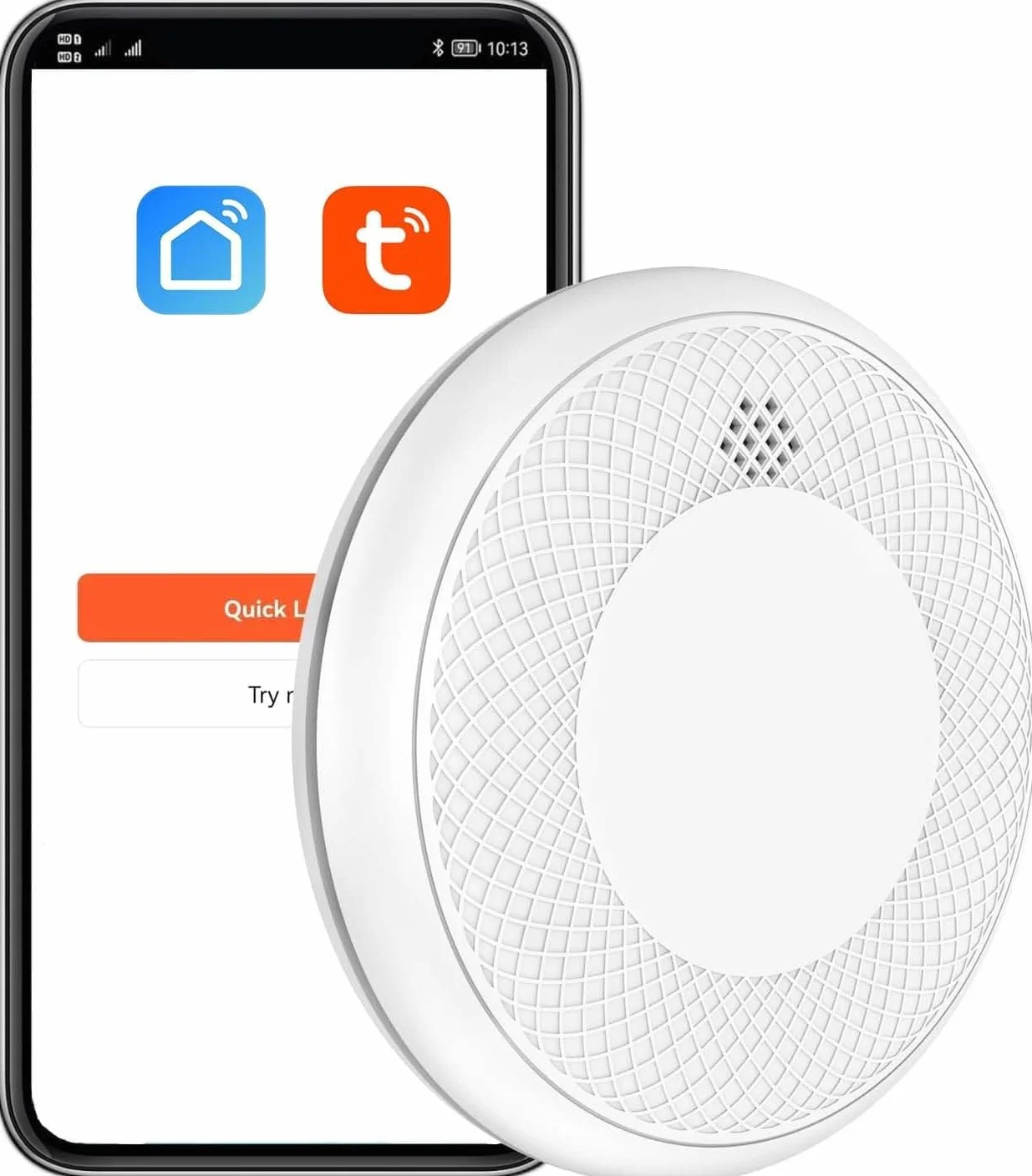 Detector de Humo Inteligente Wi-Fi, batería 10 años, EN 14604, 1 Pieza, App Tuya/Smart Life