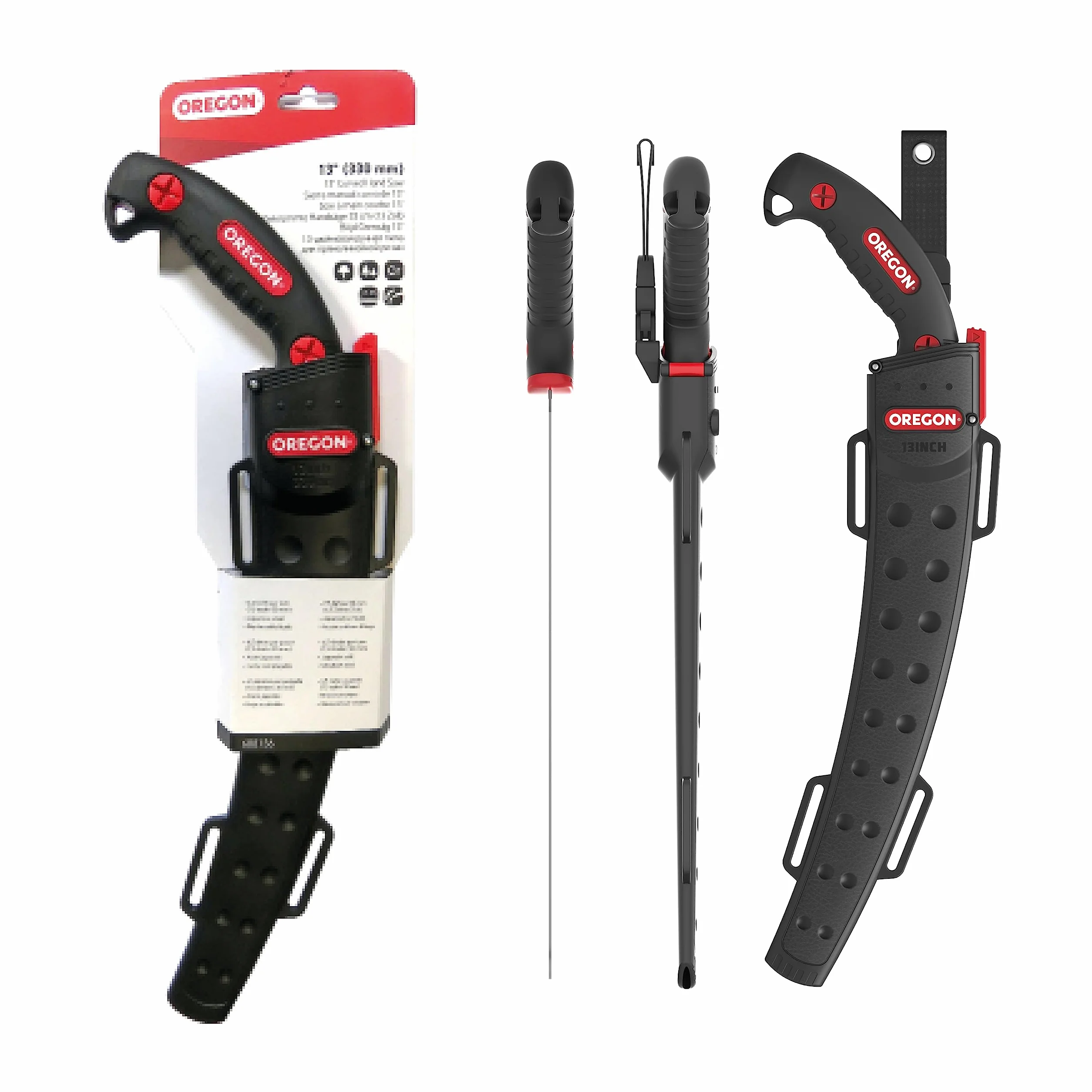 Oregon Sierra Manual Curvada de 13", Acero Japonés Alto en Carbono, Herramienta Inoxidable para Podar, Talar y Cortar, Hoja Curvada con Funda de Seguridad (600136)