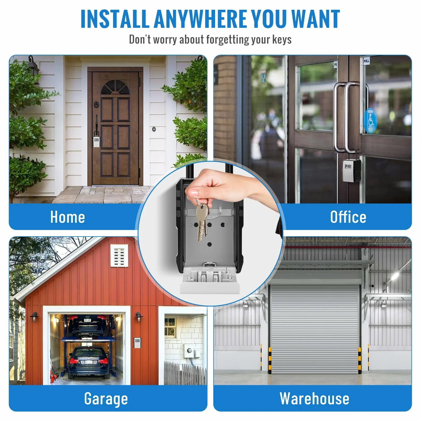 Caja de seguridad impermeable para exteriores grande con gancho gris