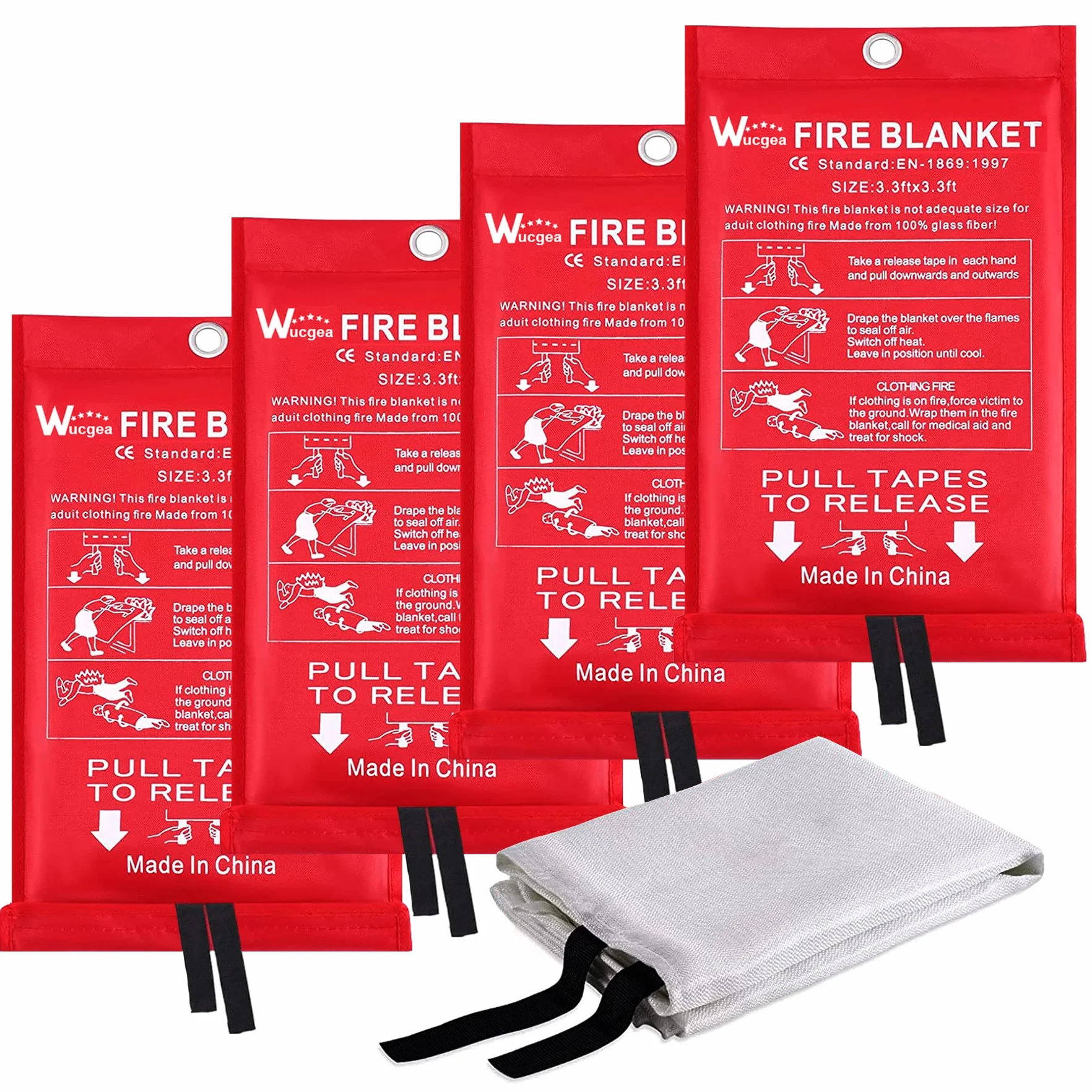 Manta ignífuga de Fibra de Vidrio de Emergencia 1mx1m para Cocina, Chimenea, Soldadura