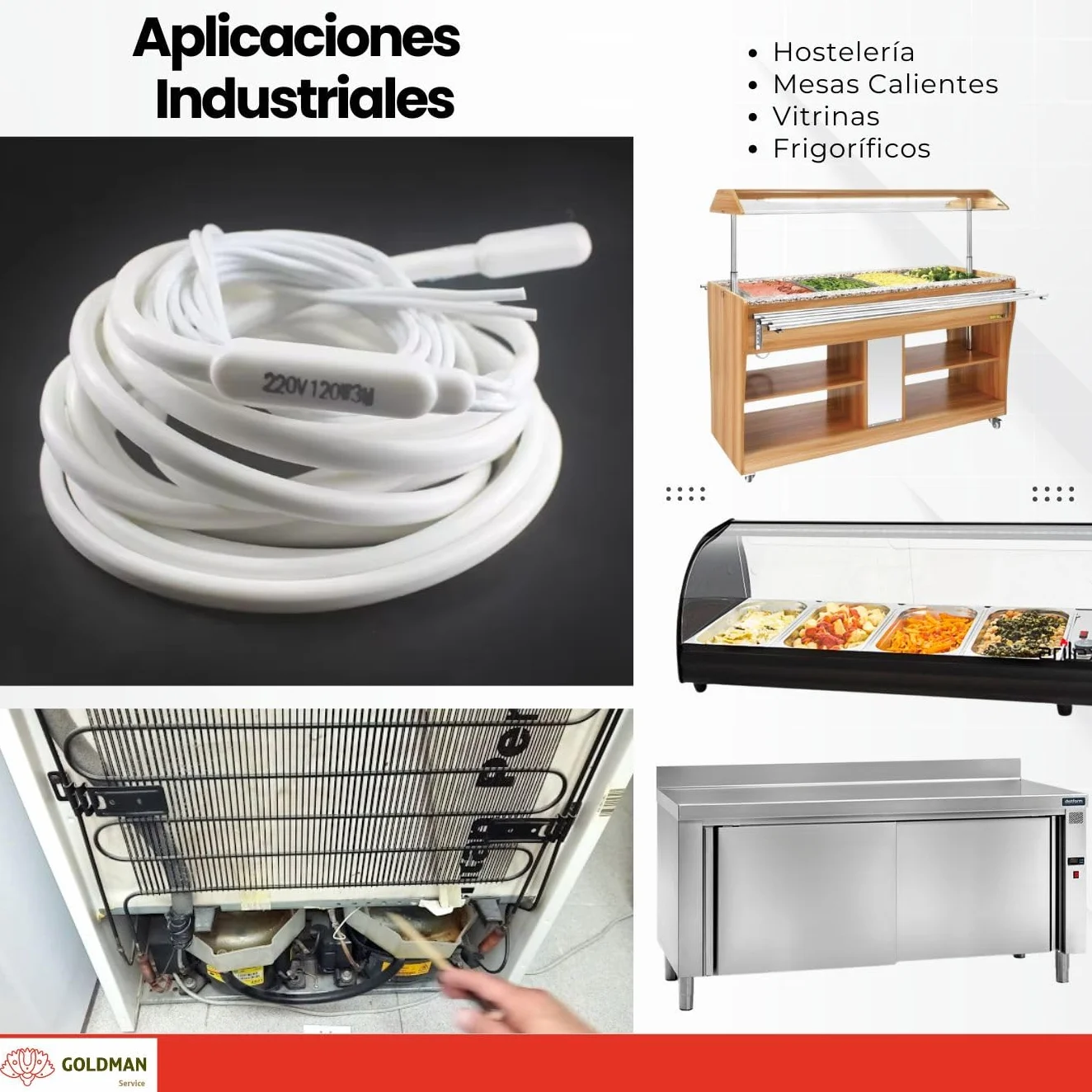 GOLDMAN SERVICE | Cable Calefactor Resistencia Bipolar de Silicona Anti Congelación Tuberías | 4 Metros, 60 Vatios | Incubadoras, Acuarios, Reptiles, Invernaderos, Fermentación (4 m | 60W)