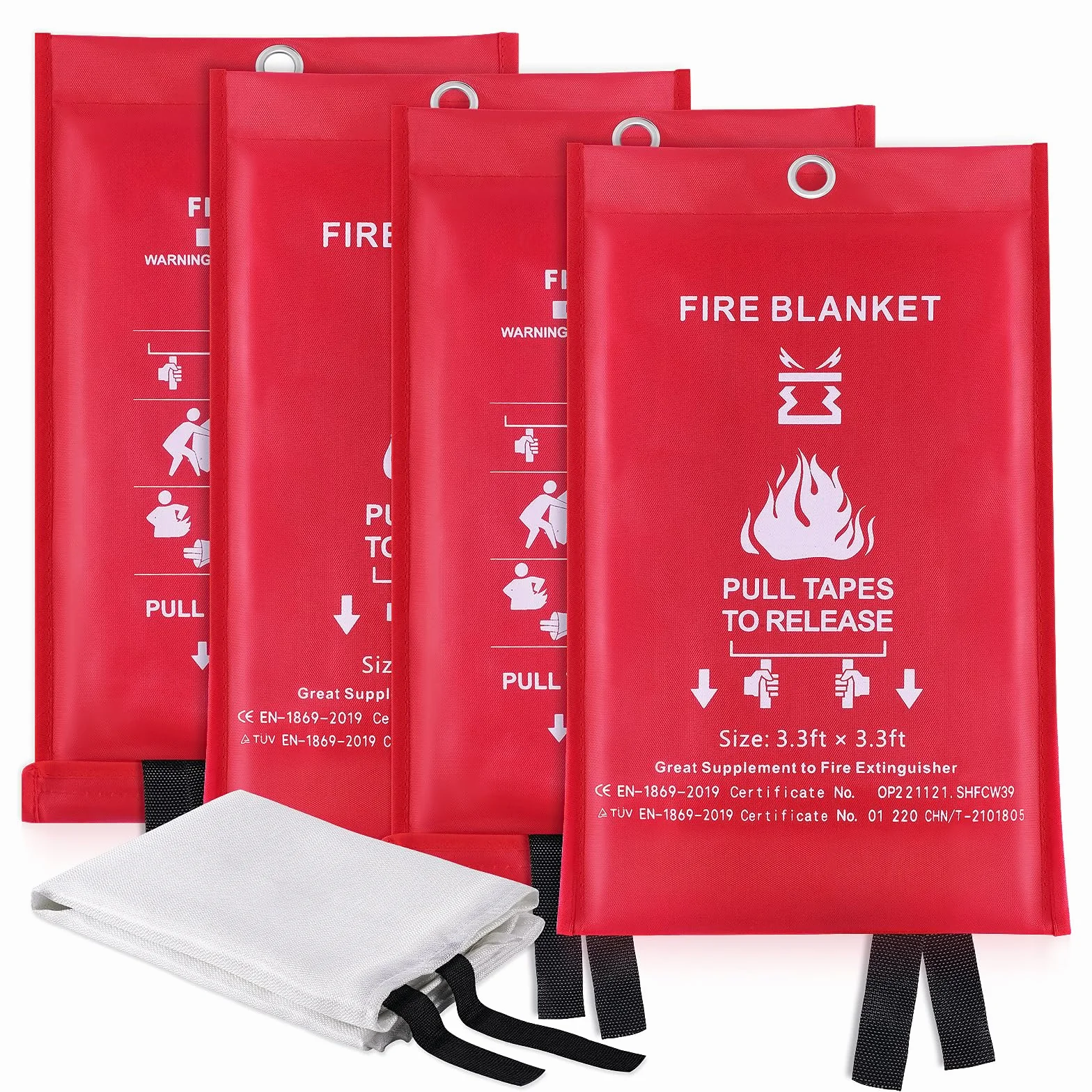 KITOSUN Mantas Ignífugas 4 Piezas para Cocinas Hogares Emergencias Fibra de Vidrio