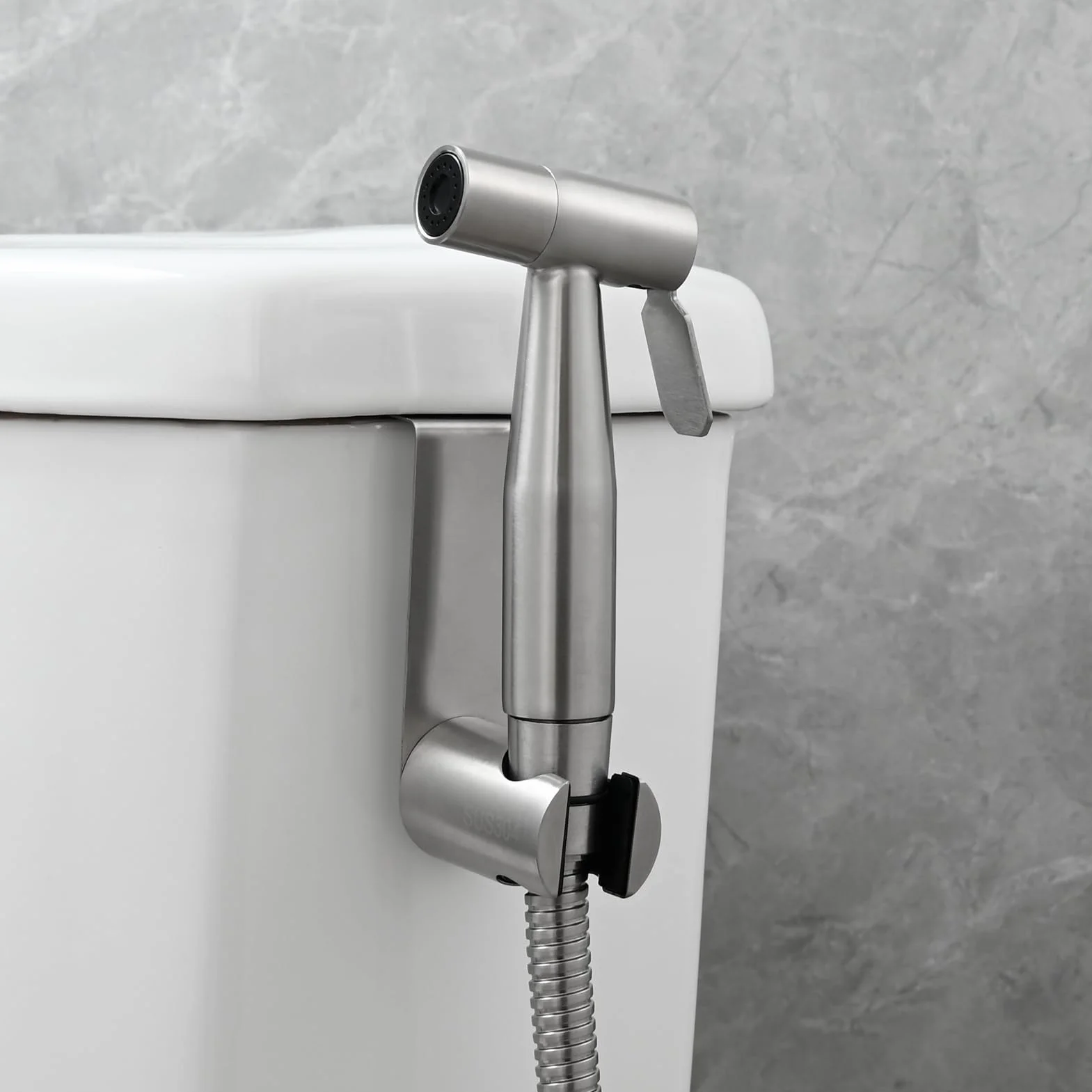 Tecmolog Ducha Bidet Acero Inoxidable, Grifo Portatil WC Kit con Soporte Adaptador Manguera 1.2m