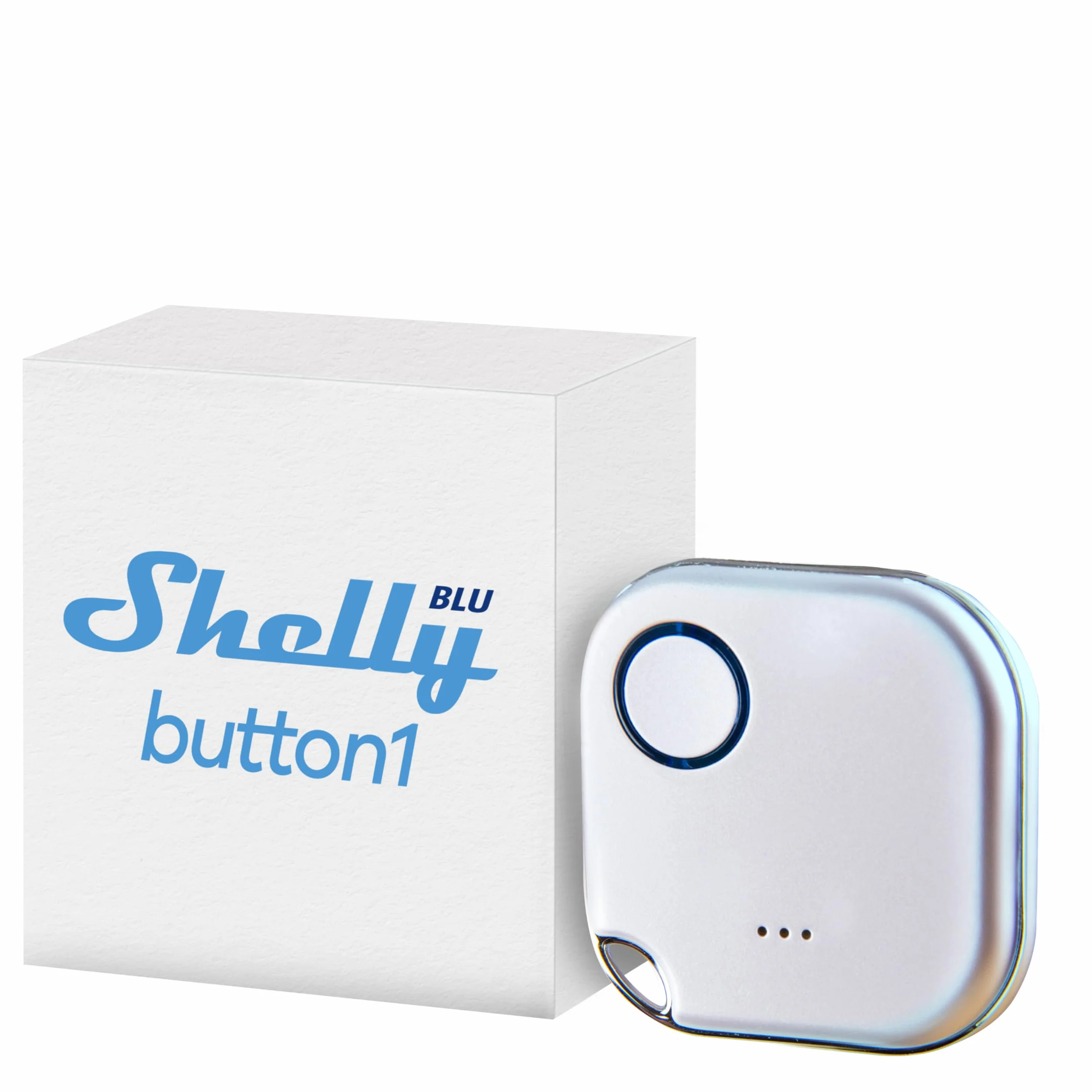 Shelly BLU Button 1 Botón Blanco Bluetooth Acción Escena Automatización Hogar iOS Android App Hub No Requerido Larga Duración Batería LED Zumbador