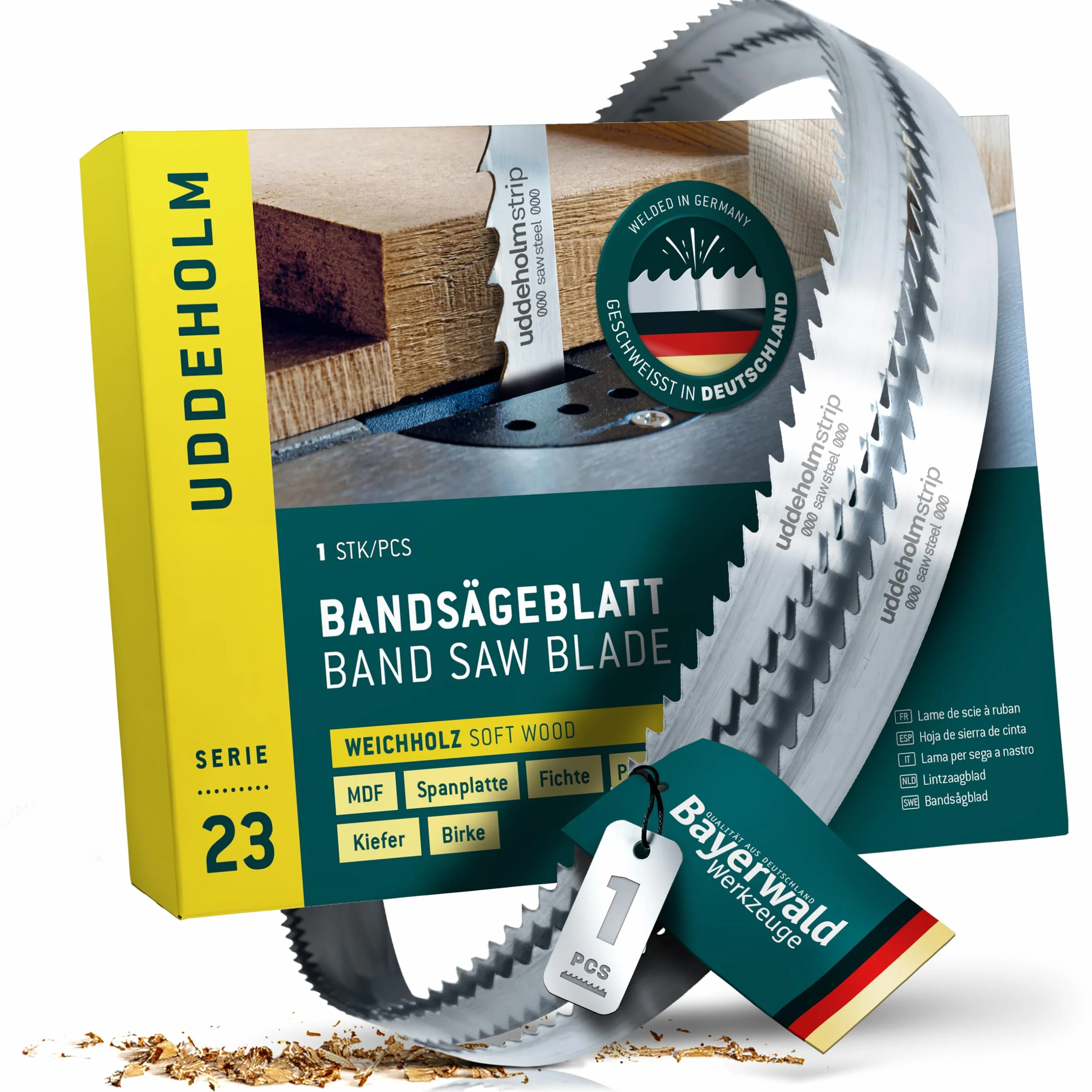 Bayerwald Uddeholm - Hoja de sierra de cinta (3380 x 25 x 0,5 x 6 cm, apta para todos los tipos de madera/cinta de sierra estándar para Elektra Beckum, Einhell. Metabo, etc.