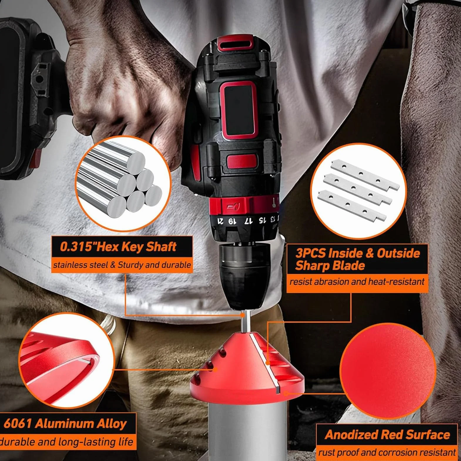 Herramienta de Desbarbado de Tuberías de PVC con Escariador Interior y Exterior, Herramienta de Chaflán de Tubos con Escariador de Acero Inoxidable para Tuberías y Tubos de PVC,