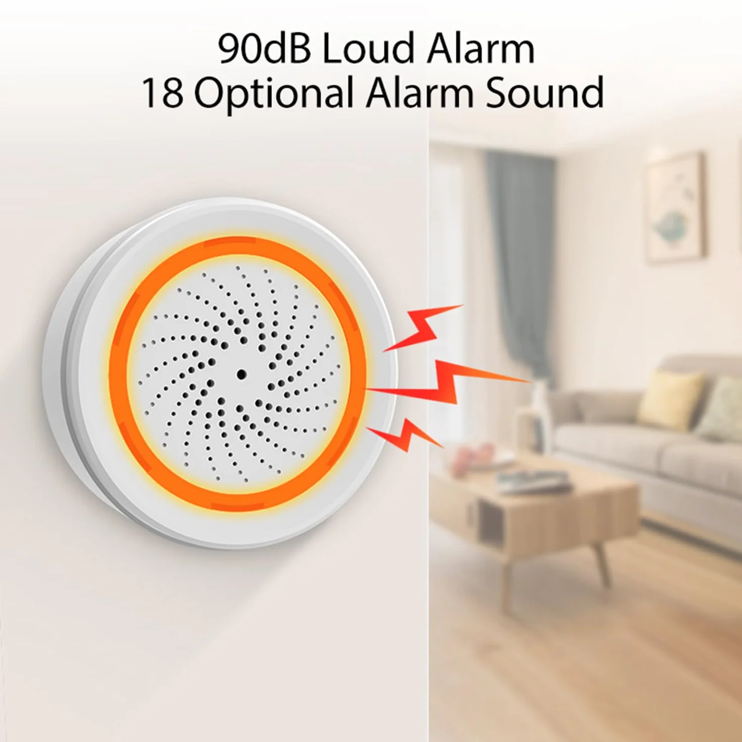 Zigbee Alarma Inteligente de Sirena 100 dB Inalámbrica para Seguridad del Hogar