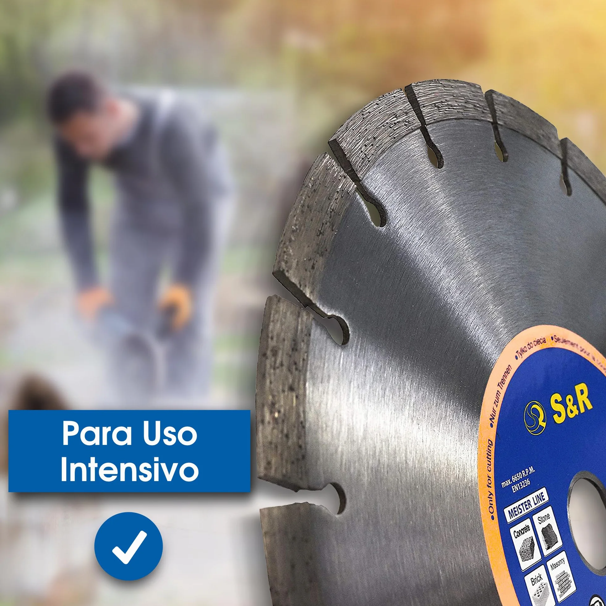 S&R Disco Diamante 230 Hormigón - Juego 2 Discos Tronzador Diamante Amoladora 230 mm Hormigón, Piedra, Ladrillos. Disco de diamante de Segmento 10mm