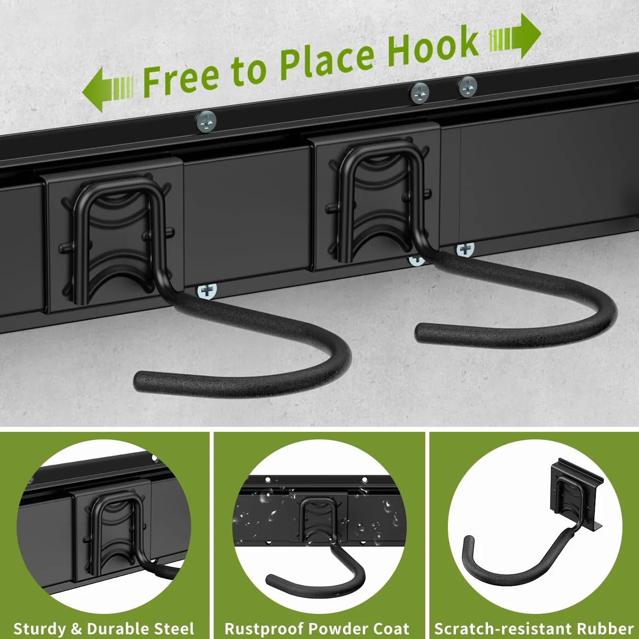Housolution Soporte de Pared para Bicicleta, Estante de Almacenamiento de Bicicleta 32 Pulgadas, Ganchos para 4 Bicicletas + 3 Cascos hasta 300 Libras Acero Sólido Aparcabicicletas para Garaje, Negro