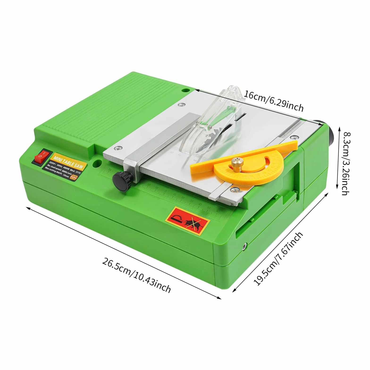 Mini sierra circular de mesa 480 W - Sierra de mesa eléctrica con 8800 RPM - Para madera, metal y plástico - Plato de mesa multifuncional para cortar, pulir y grabar - Diseño portátil para
