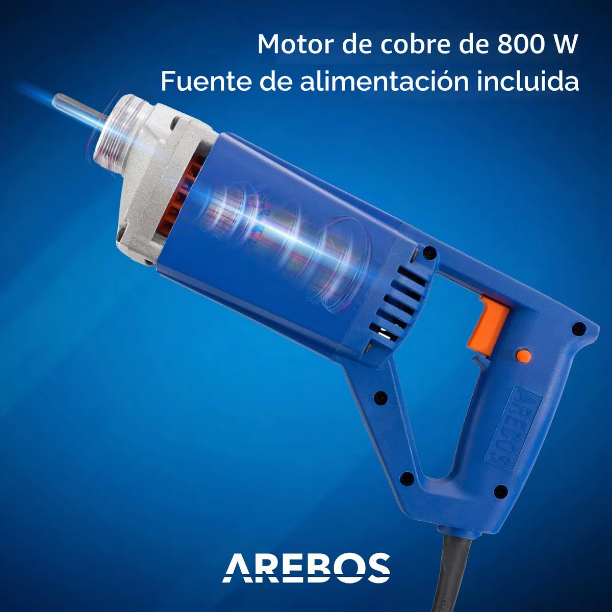 Arebos Vibrador de hormigón | Aguja vibrante electrica | Vibrador de construcción eléctrico | 800W | longitud de varilla vibratoria de 2m | para concreto