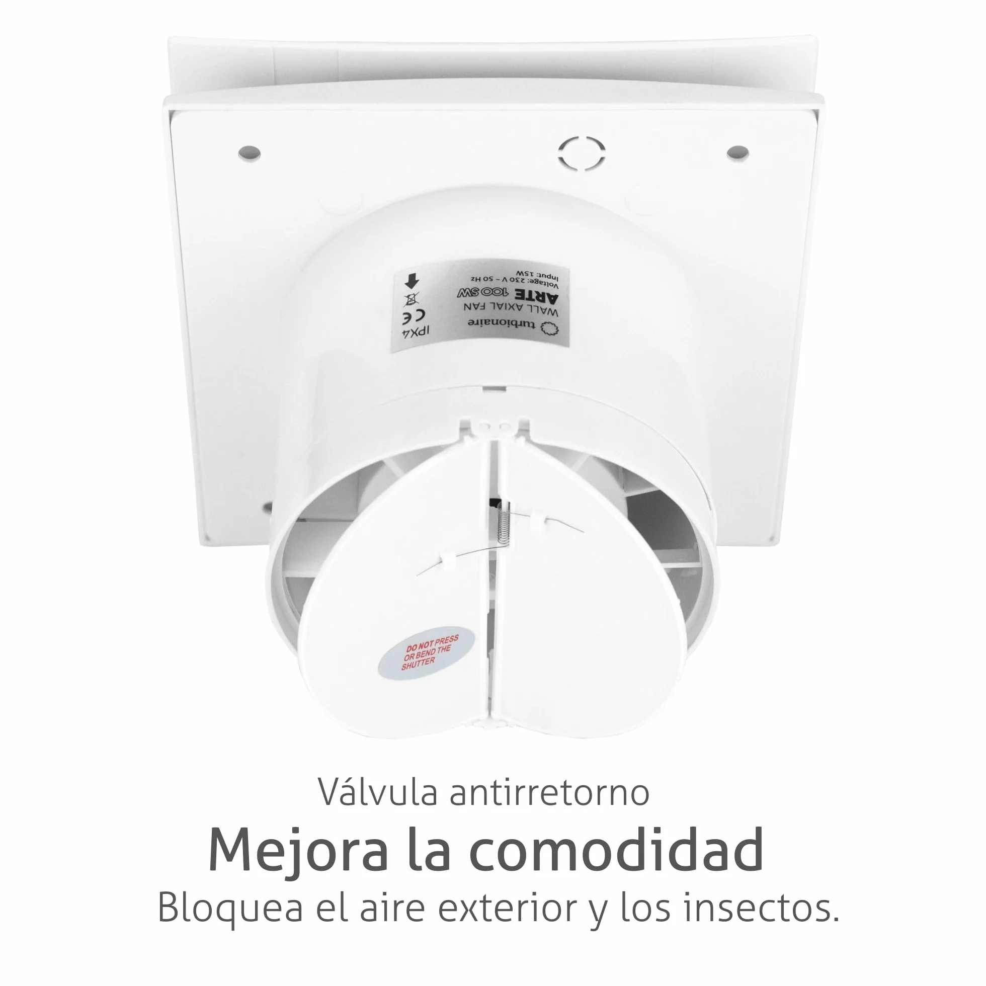 Turbionaire Arte 100 SW Extractor de Baño 100 mm Blanco IPX4 Aspiración Perimetral