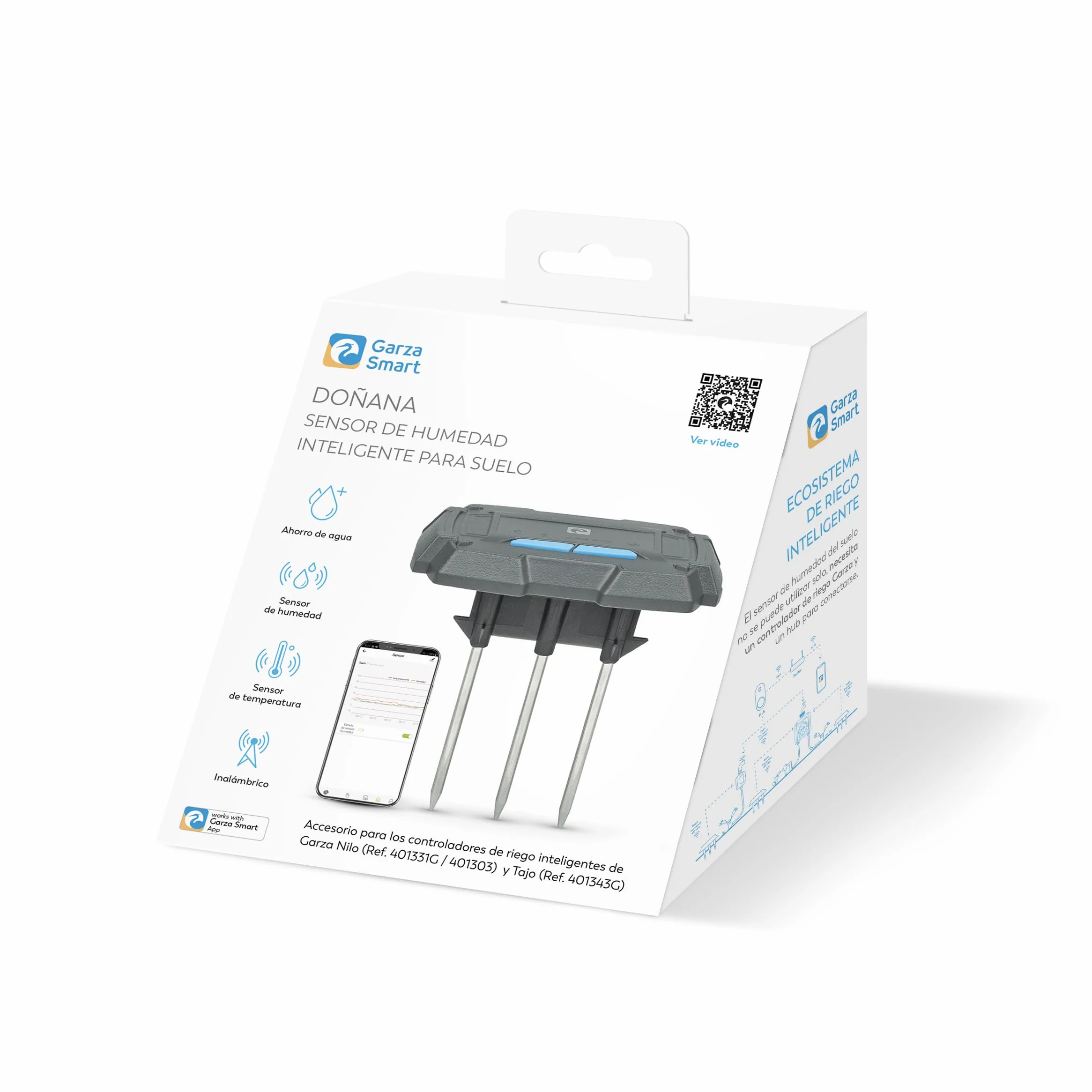 Garza Smart - Sensor de Temperatura y Humedad WiFi Inteligente para Suelo, Automatización según Temperatura y Humedad, Control de medición por App,Compatible con Programador de Riego Automático