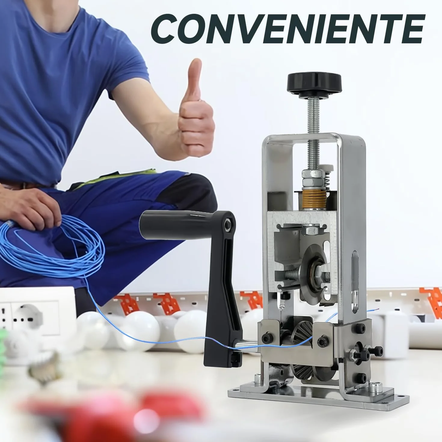Pelacables 1-25mm Herramienta Máquina para Manivela o Taladro Pelacables Manual Se puede fijar o quitar para Reciclaje de Chatarra de Cobre（plateado）