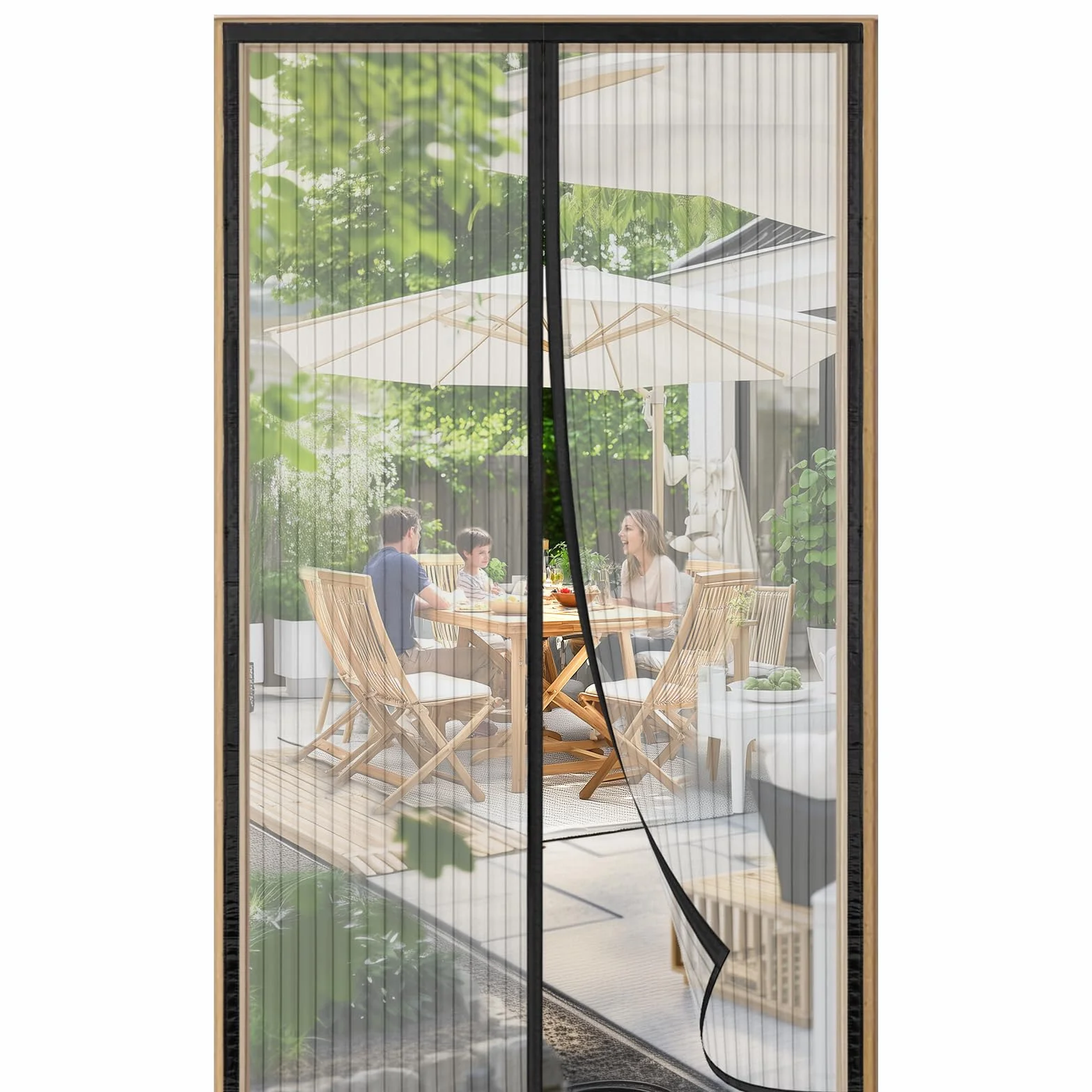 Versión Actualizada Mosquitera Puerta Magnética 170x200cm, Varios Tallas, Negro Cortina Mosquitera Puerta Exterior, Se Cierra Automáticamente, Fácil Instalación sin Taladrar