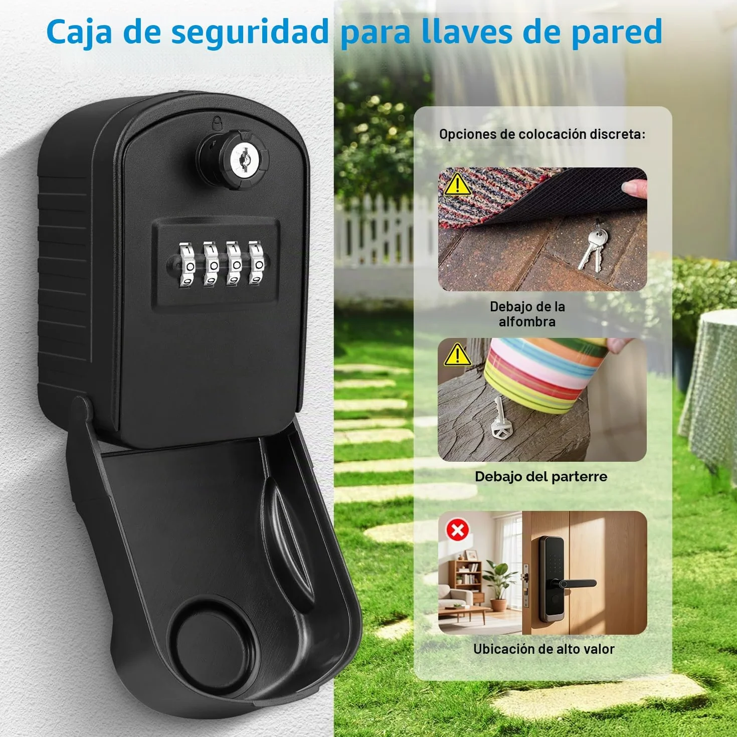 Caja para Llaves con Codigo Grande Pared Caja Seguridad Llaves Exterior Impermeable Key Lock Box