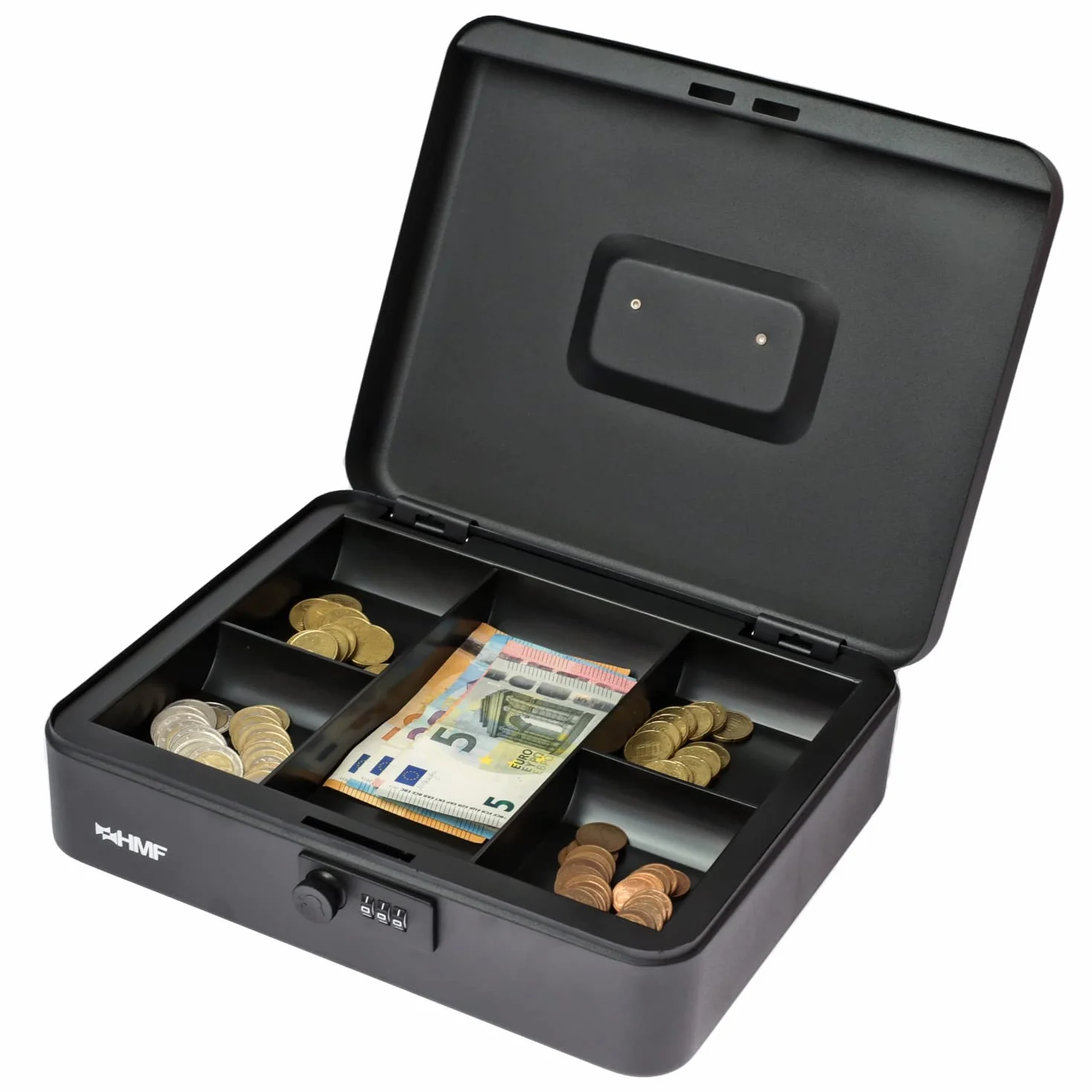 HMF Caja de caudales 30x24x9 cm cerradura de combinación negro