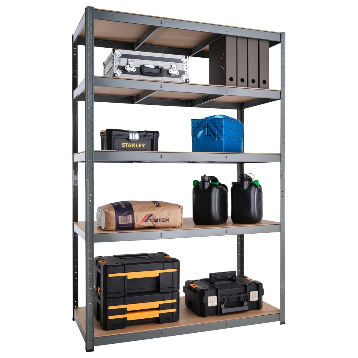 Estante de Almacenamiento para Garaje: 180 cm x 120 cm x 45 cm | Galvanizado - 5 Estantes | 175 kg de Carga Cada balda (Capacidad para 875 kg) | Estantería para Garaje - 5 Años de Garantía