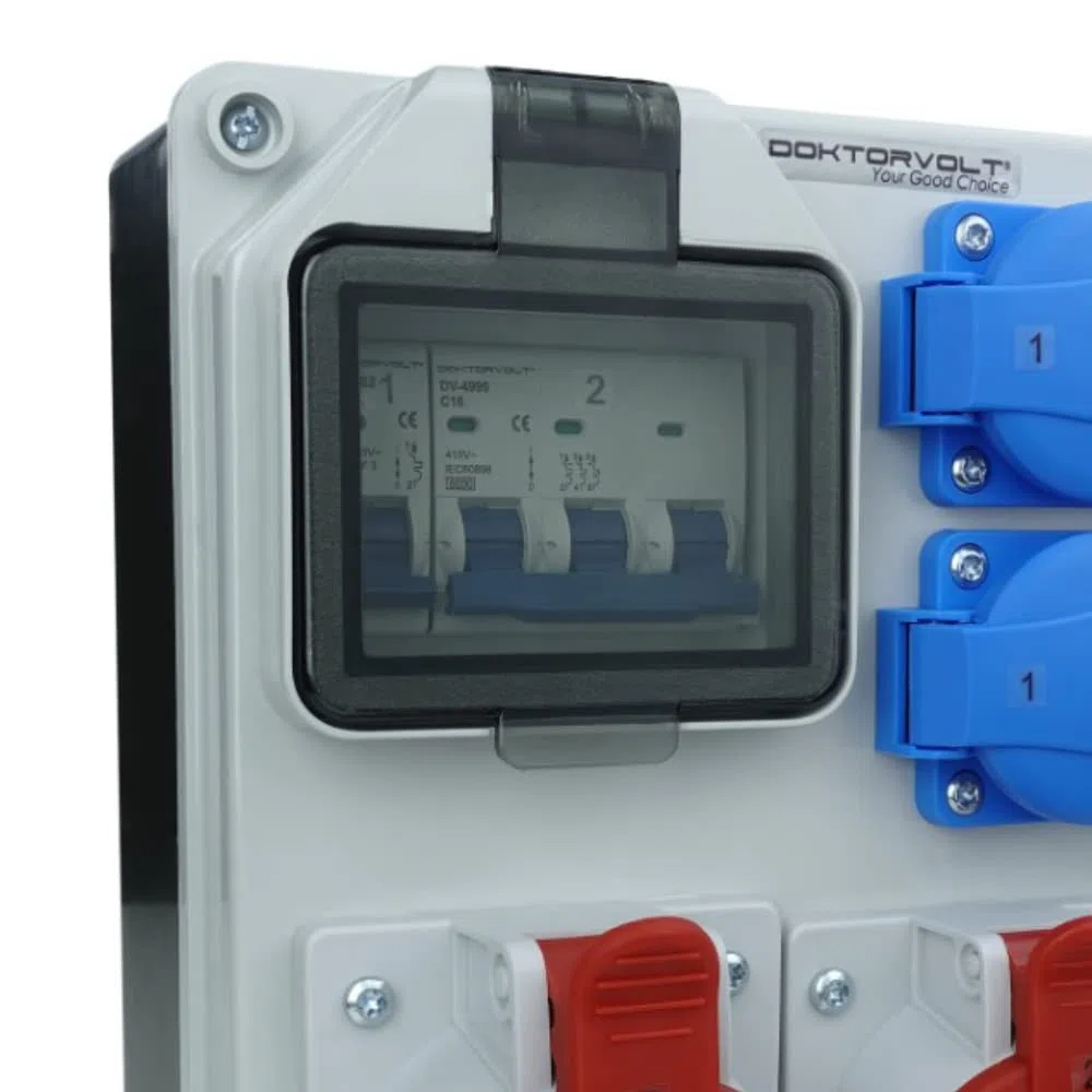 Distribuidor de corriente HL-S 32 A, 16 A, 2 x 230 V, distribuidor de corriente para obras de construcción, distribuidor de pared, doctorvolt 5361