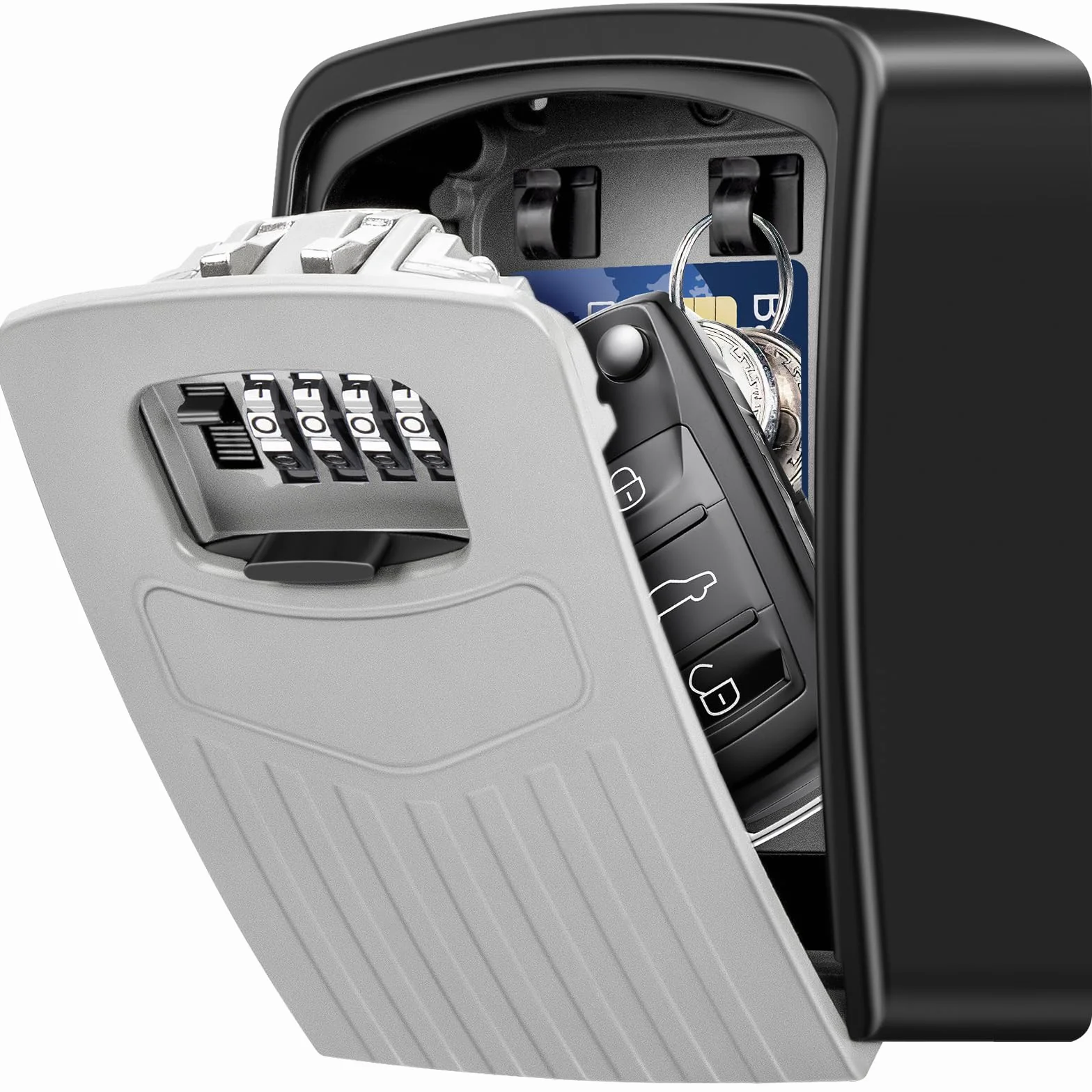 Caja de Seguridad para Llaves con Combinación de 4 Dígitos, Montaje en Pared, Almacenamiento Seguro para Hogar