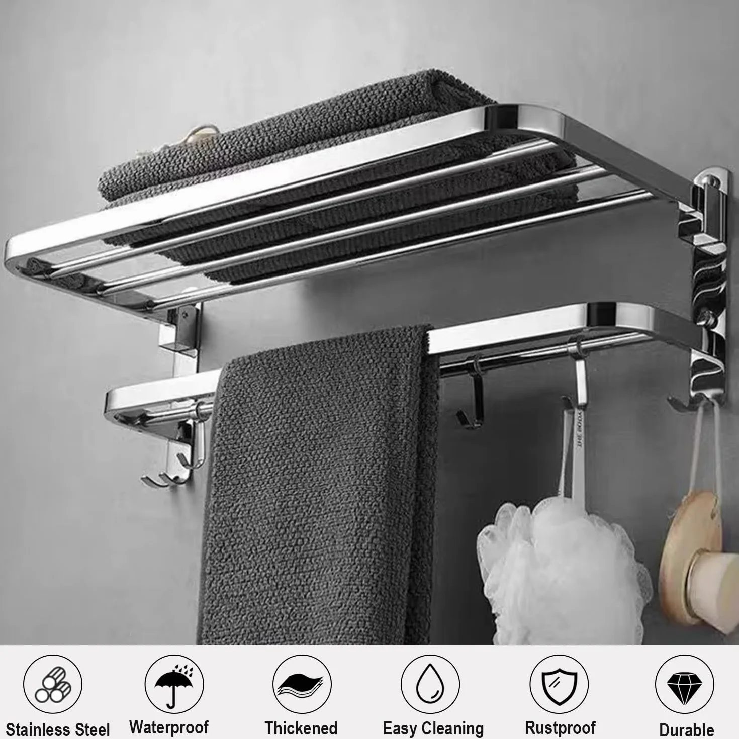 Soporte Toallero Baño Sin Taladro Acero Inoxidable Adhesivo Kit
