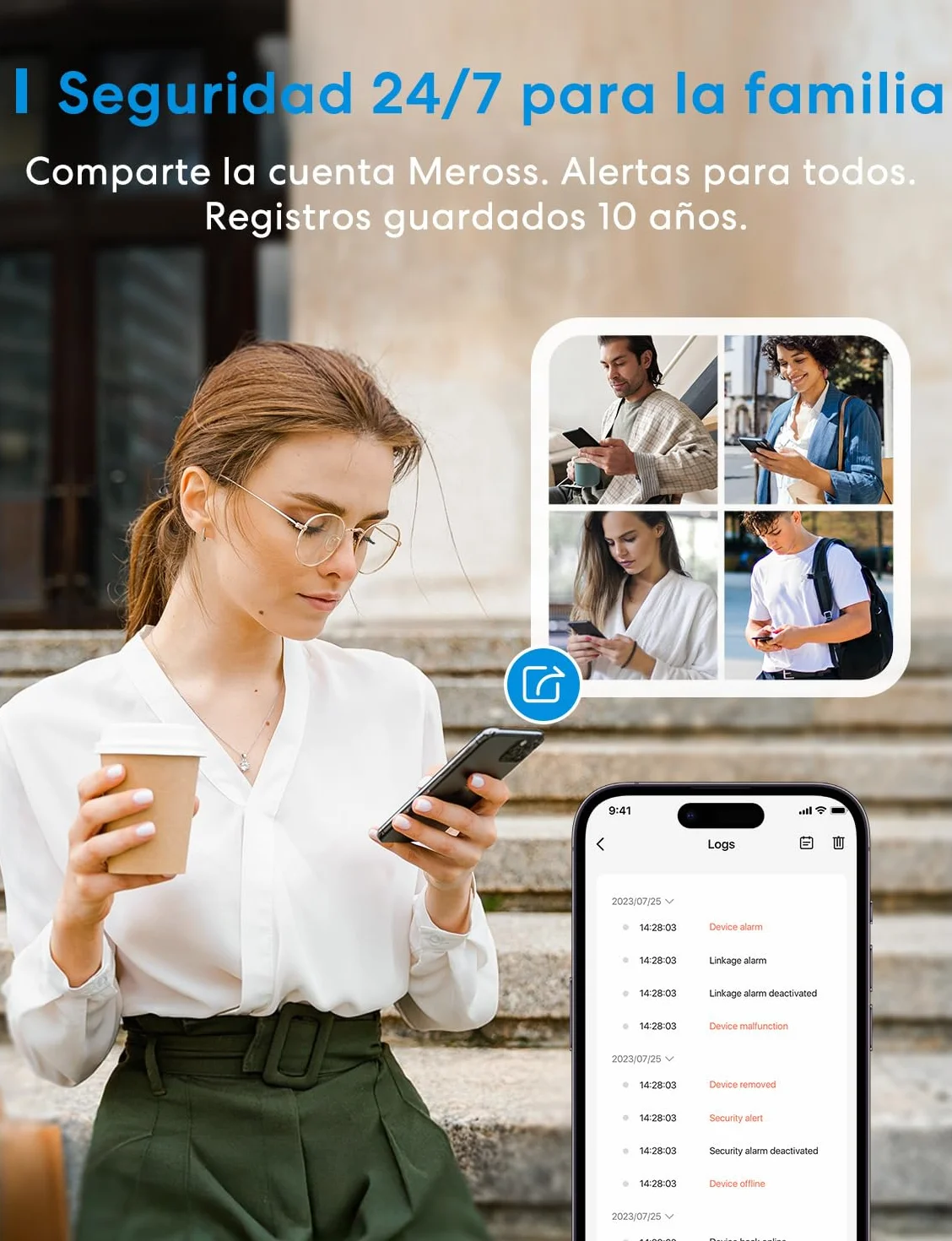 Meross Smart Detector De Humo Conectado con Notificación App, Alarma De Incendios WiFi con Doble Sensor Óptico, Detector De Humos, 33 mm, Hub Requerido, 1 Unidad