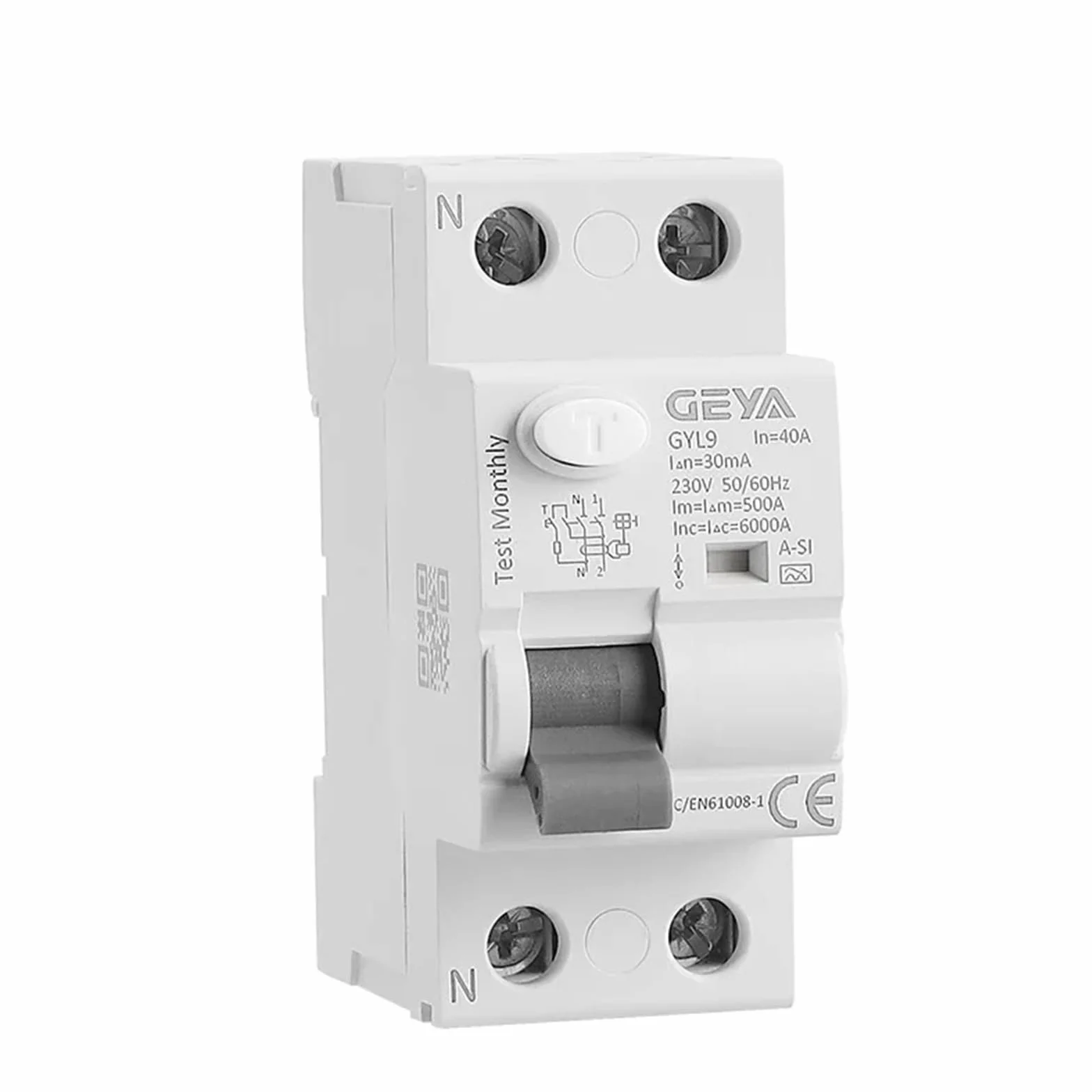 Disyuntor electromagnético súper inmunizado tipo RCD RCCB ELCB A-SI con retardo de tiempo (2P 40A 30mA)