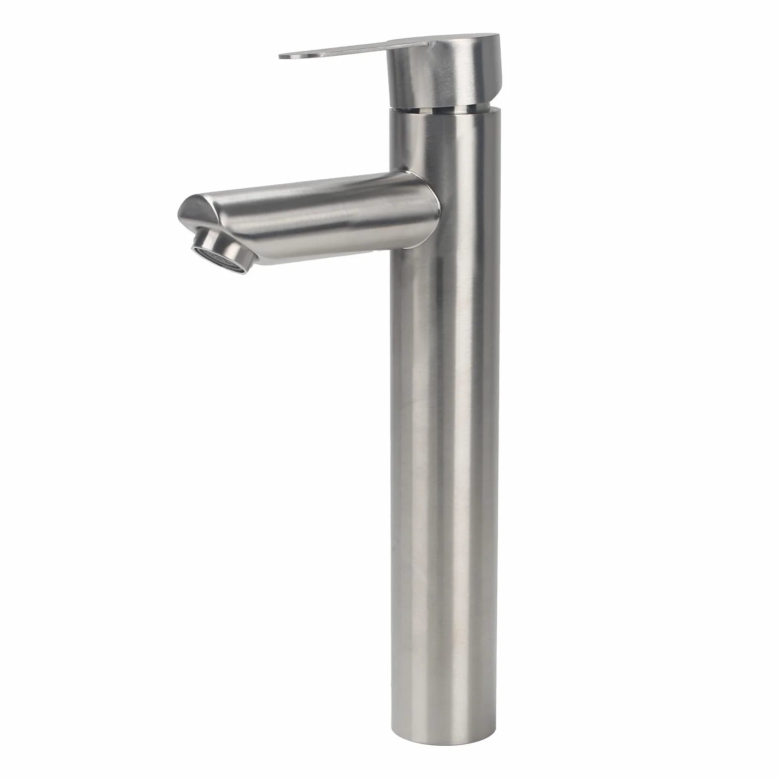Grifo Alto de Lavabo Monomando para Baño - Mezclador de Acero Inoxidable con Control de Agua Fría y Caliente (Caño 200 mm)