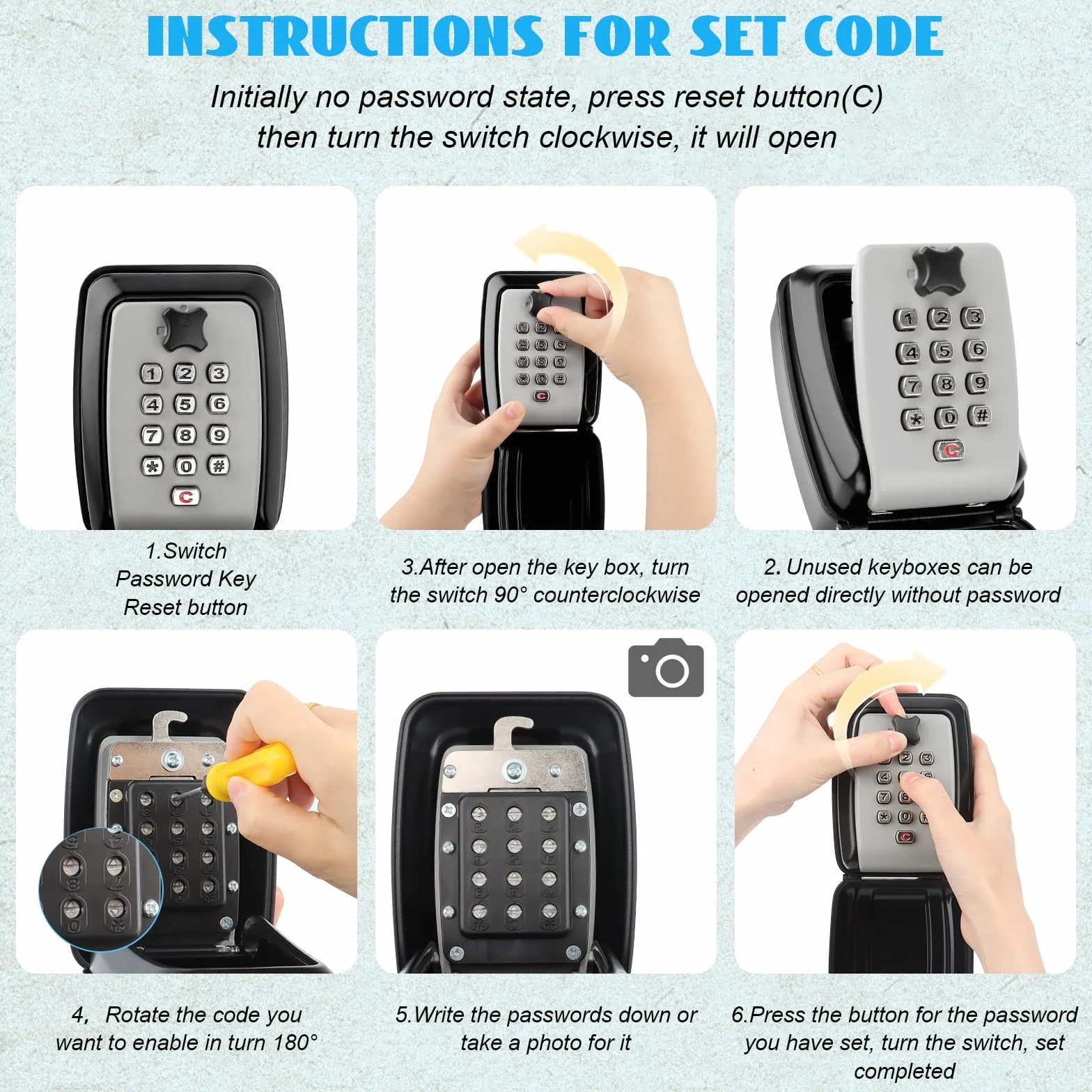 Caja de Seguridad con Combinación de 12 Códigos, Impermeable, Montaje en Pared para Llaves