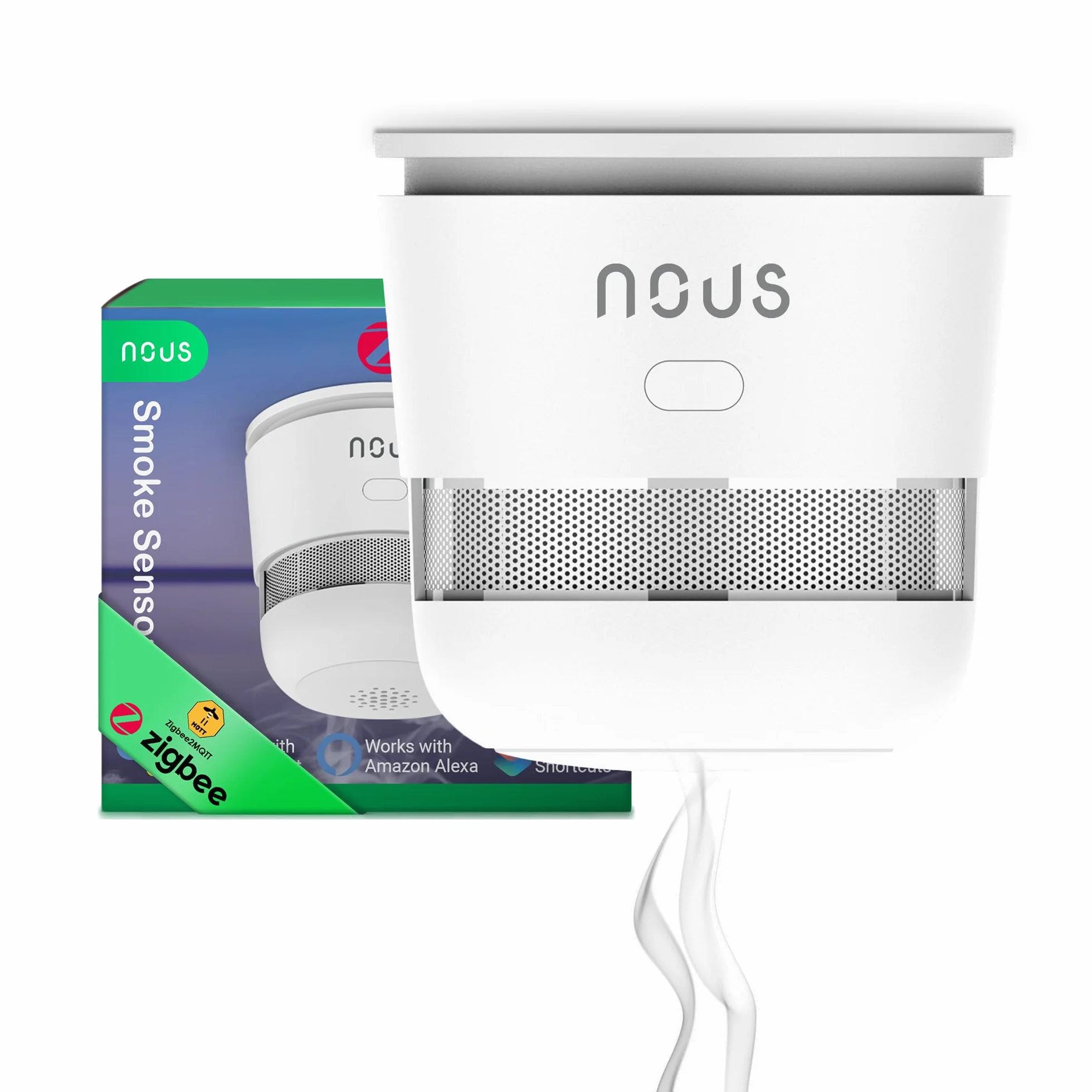 Zigbee Detector Inteligente, Detector de Incendios Fotoeléctrico con Control Mediante App, Señal de Alarma de 85dB, 3 Años Batería, Compatible con Alexa, Google Assistant, para Hogares y Oficinas