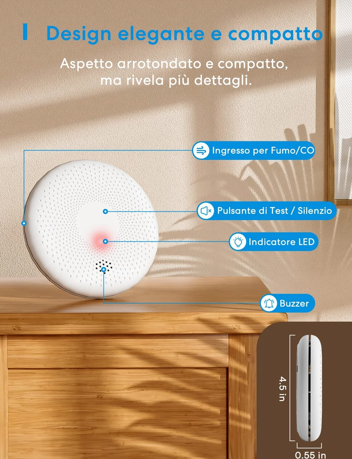 Meross Detector de Humo y Monóxido de Carbono 10 años Batería EN14604 EN50291
