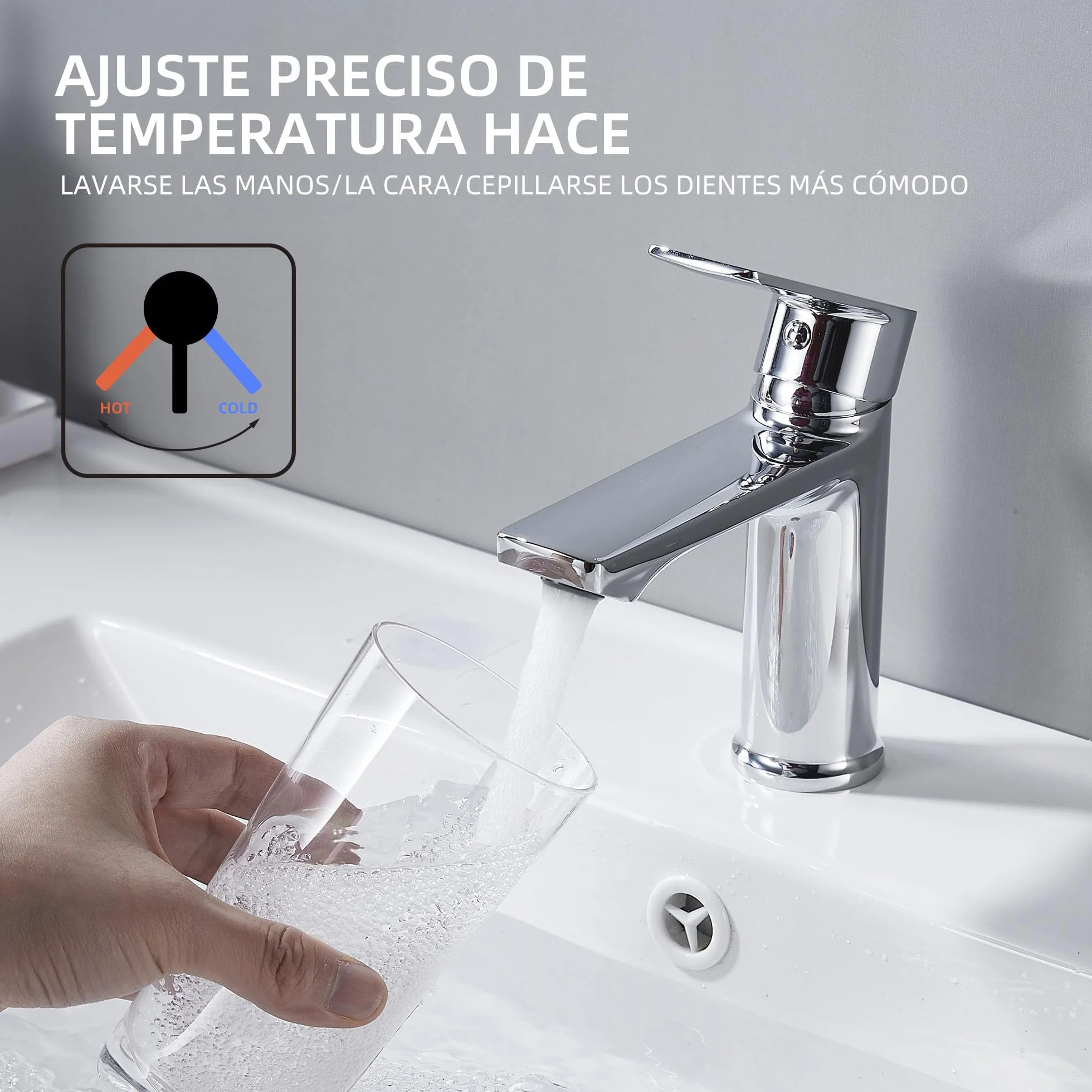 Grifo monomando de lavabo BELZ, cartucho cerámico, altura 96 mm, cromo